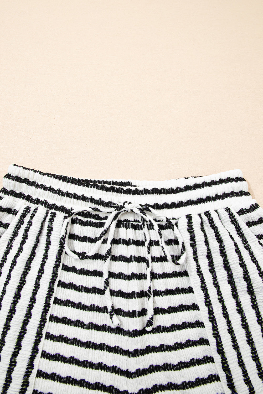 Shop Stripe Knitted Short Sleeve Top & Drawstring Shorts Co-ord S-3XL at LivelyLooks
