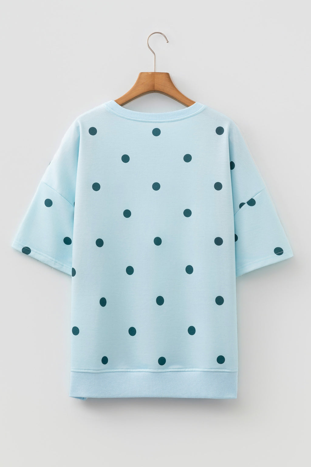 Women's Polka Dot Oversized Tee Crossed Seam Detail Yellow Sky Blue S-XL