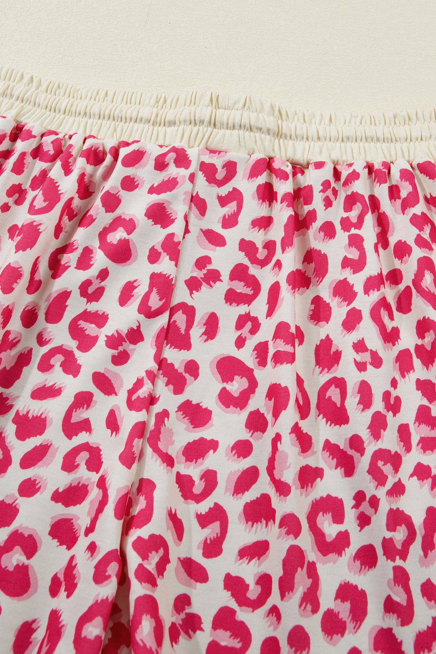 Leopard Print V-Neck Collar 2pcs Short Set | Rose, Khaki & Brown