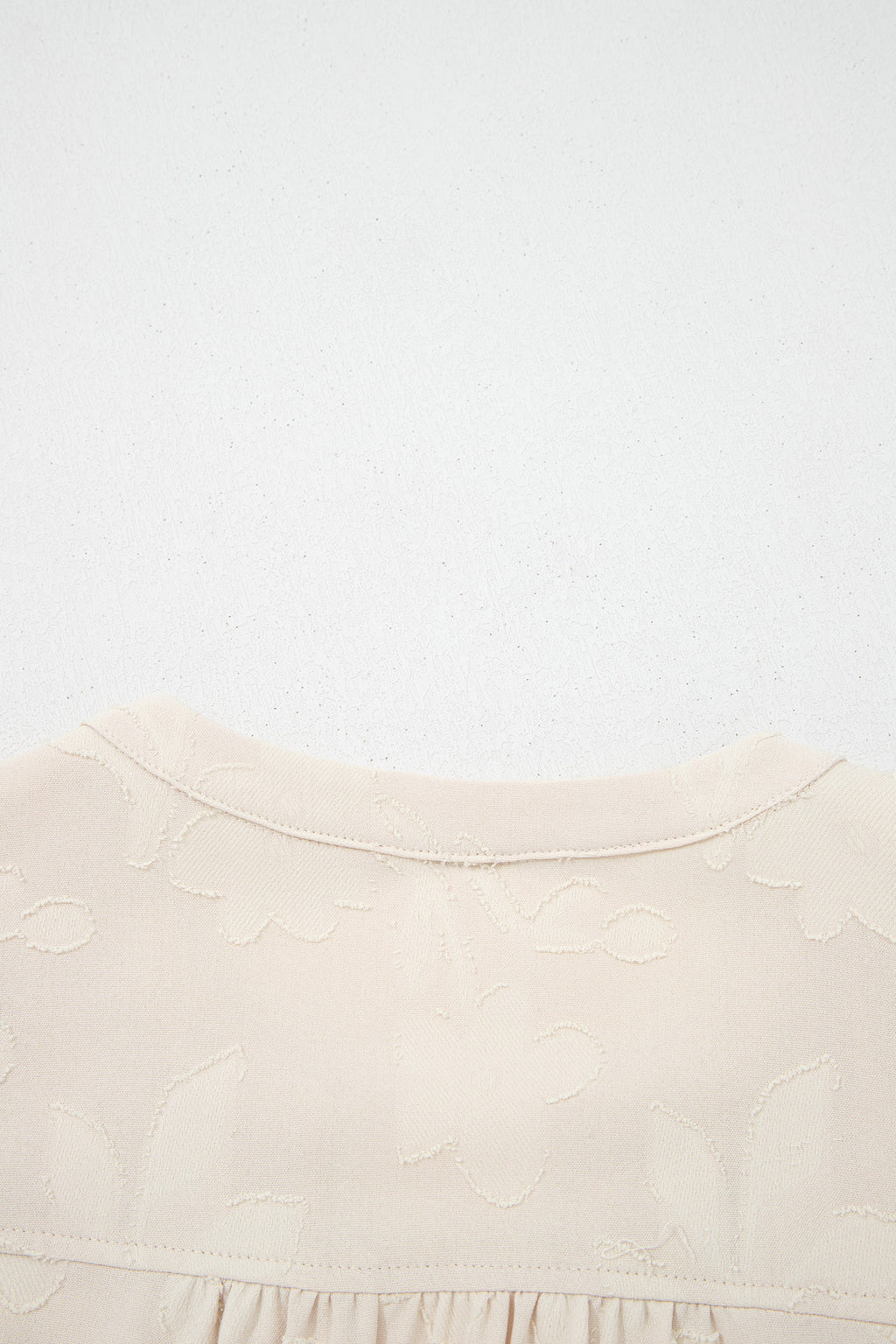 Women's Parchment Jacquard Tiered Mini Dress with Notched Neck at LivelyLooks
