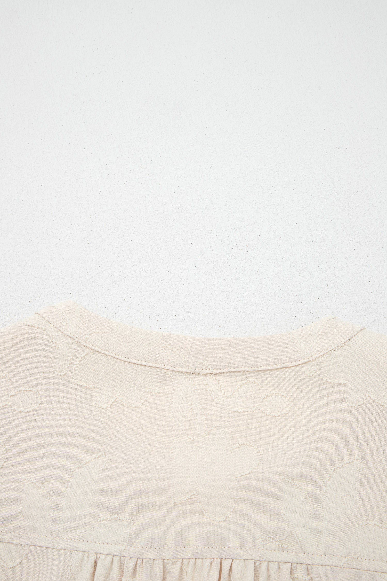 Women's Parchment Jacquard Tiered Mini Dress with Notched Neck at LivelyLooks
