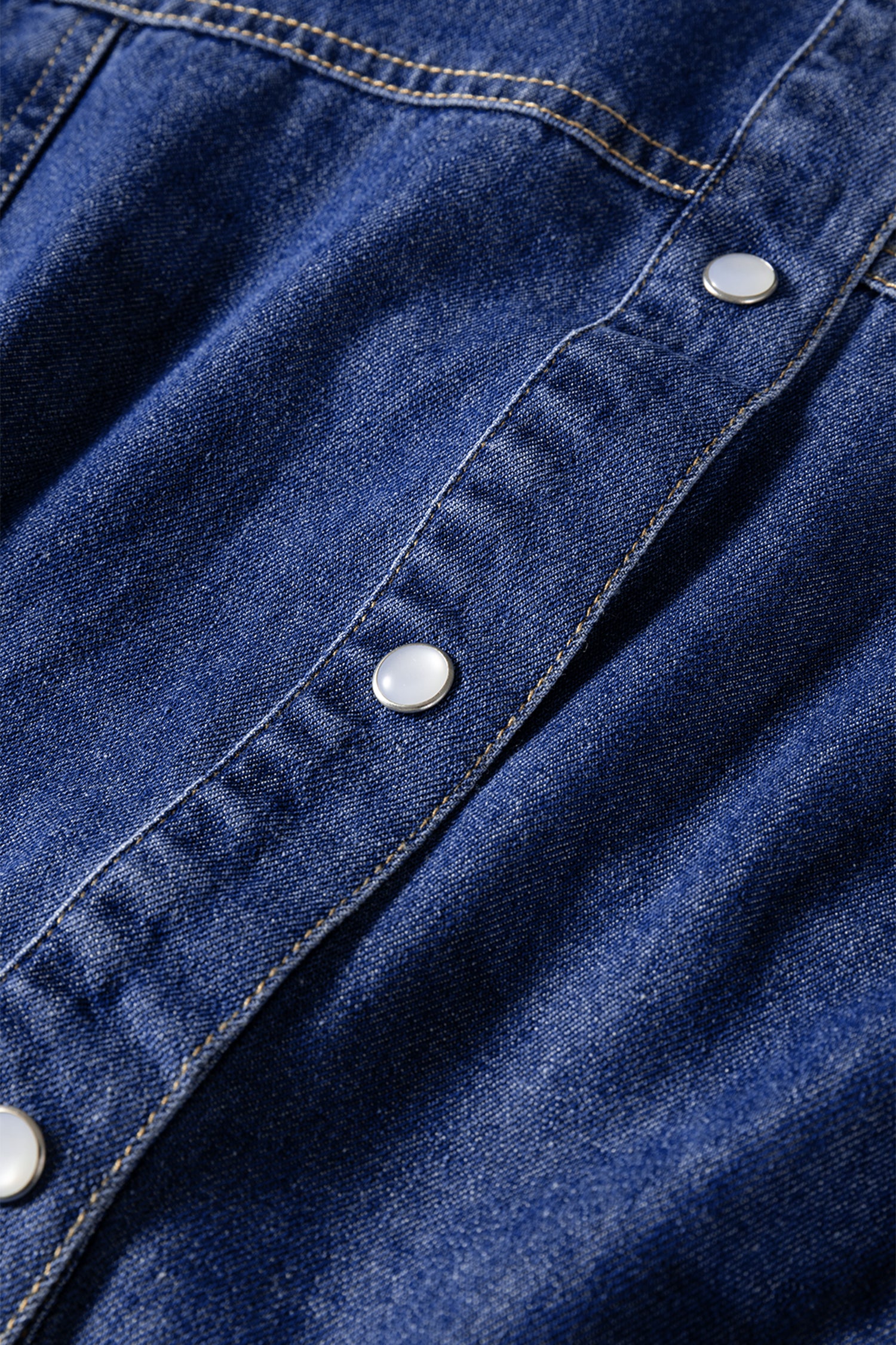 Blue Denim Shirt Collar Long Sleeve Flared Mini Dress | UK 8-22