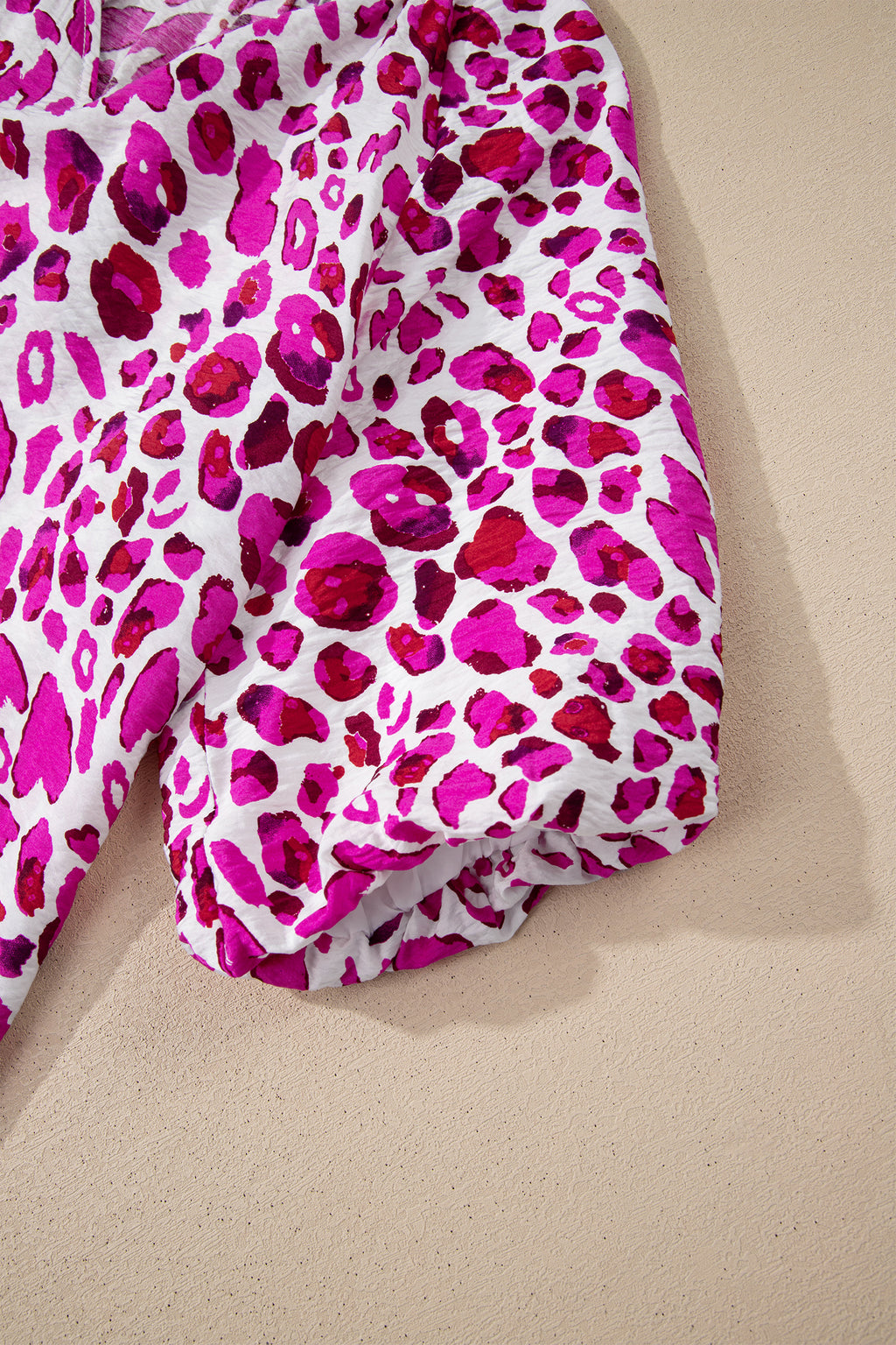 Pink Leopard Print V-Neck Bubble Sleeve Blouse | Sizes 8-22 | Lively Looks