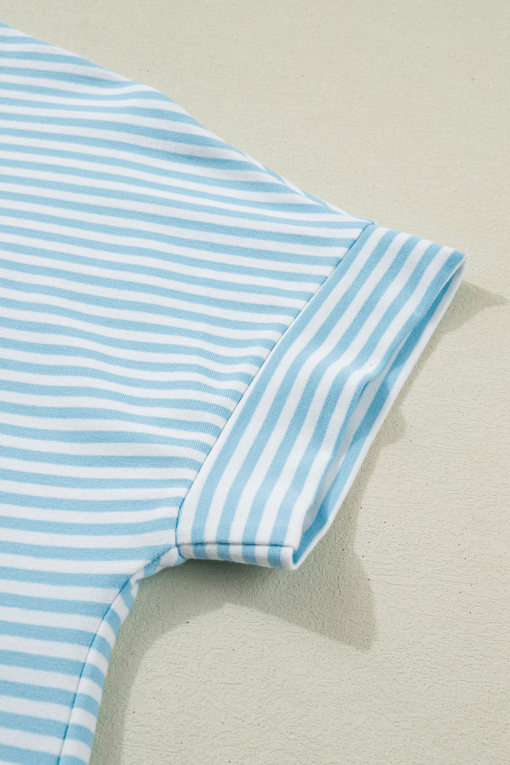 Striped Cuffed Sleeve Mock Neck Tee & Shorts Co-ord | Sky Blue, Pink & Green