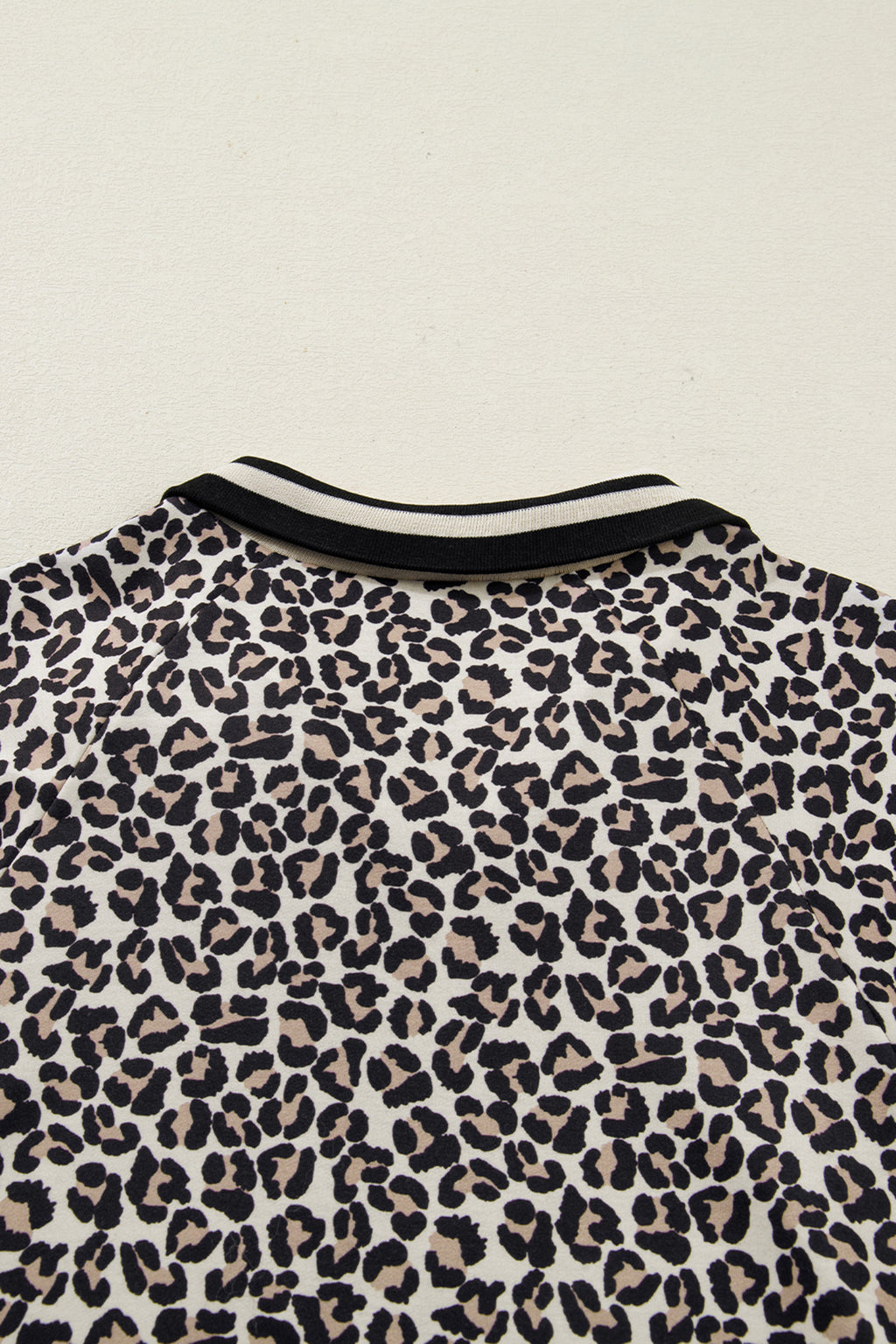 Women's Khaki Leopard Print Zip Neck Patchwork Mini Dress at LivelyLooks