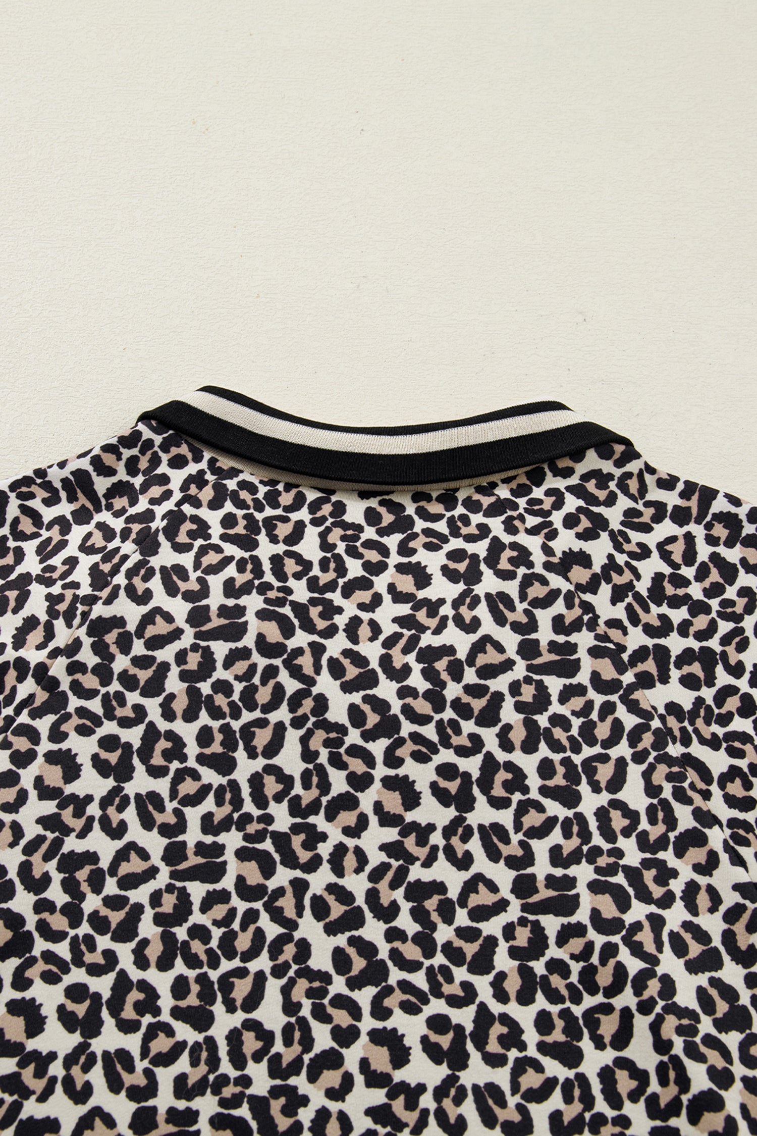 Women's Khaki Leopard Print Zip Neck Patchwork Mini Dress at LivelyLooks