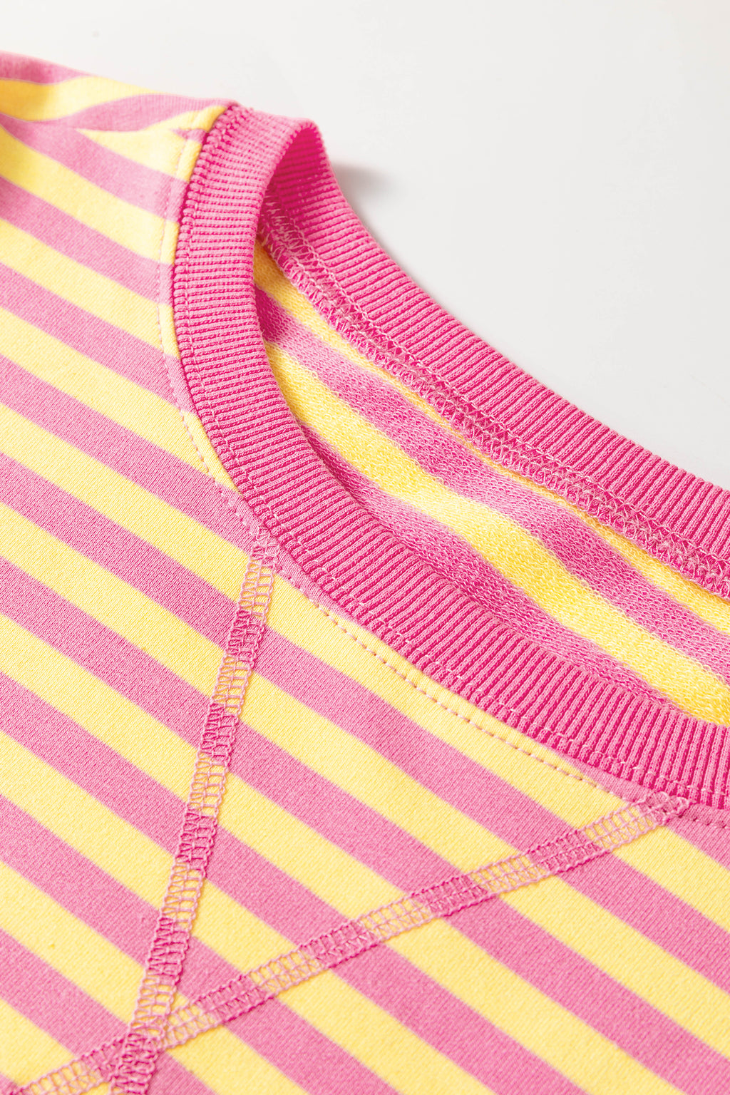 Yellow Stripe Colour Block Long Sleeve Top & Casual Shorts Set | UK 8–22