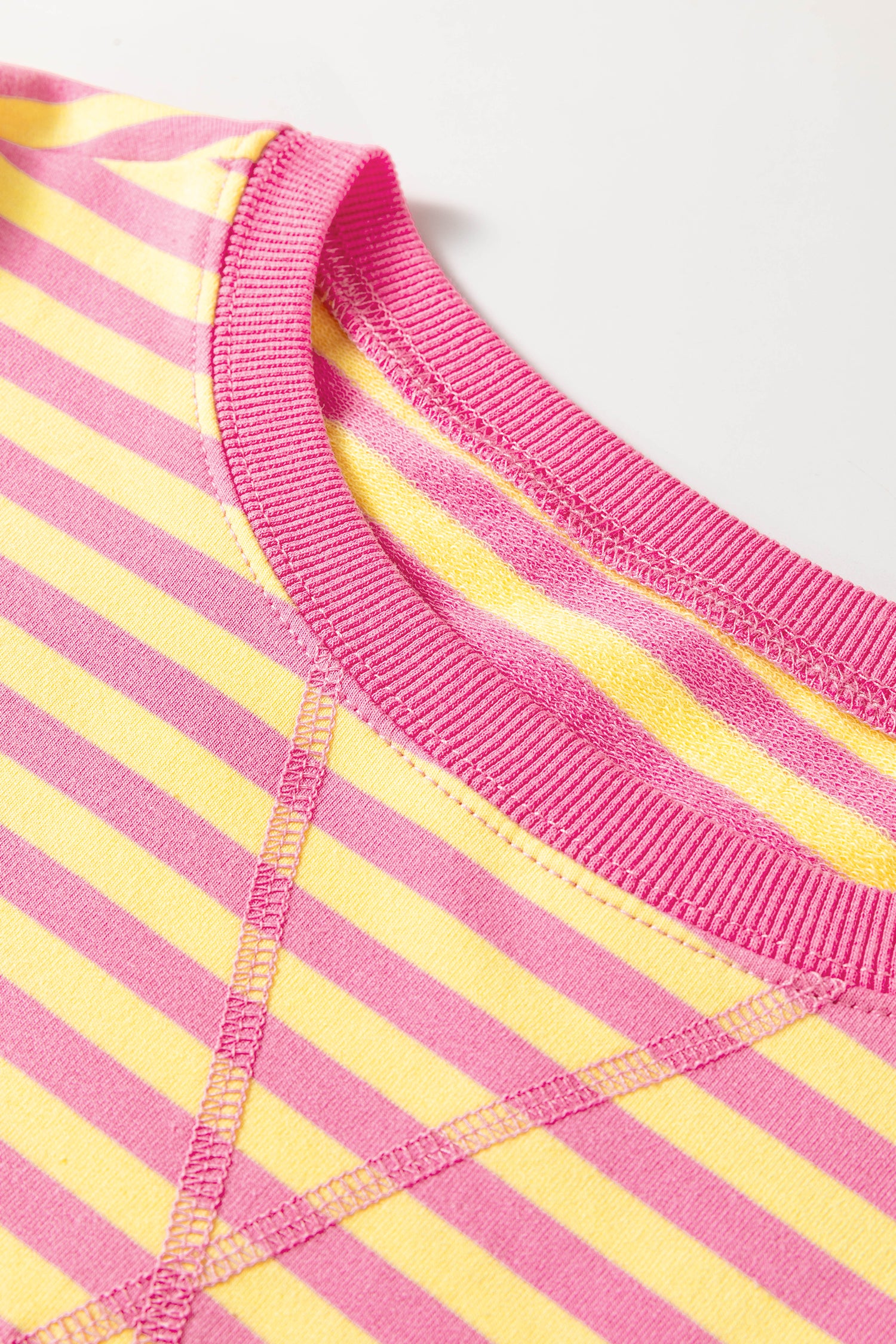 Yellow Stripe Colour Block Long Sleeve Top & Casual Shorts Set | UK 8–22