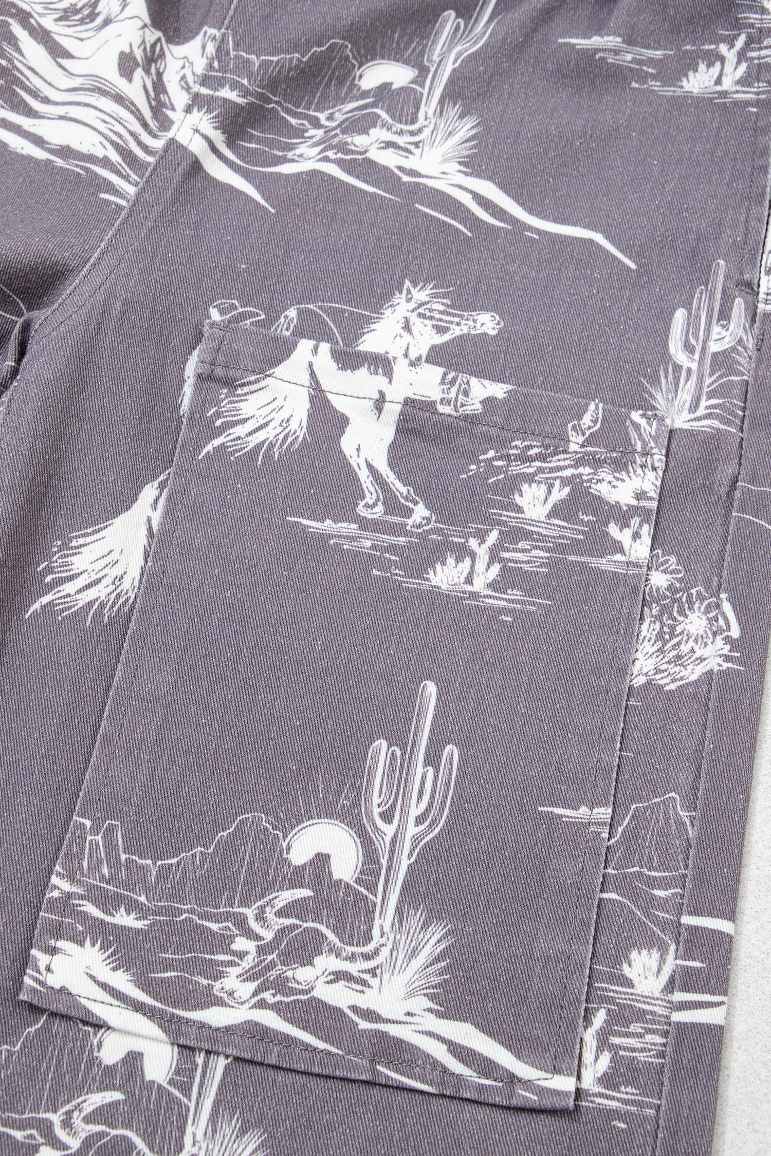 Women's Grey Wild West Print Straight Leg Jeans Elastic Waist UK 4-16