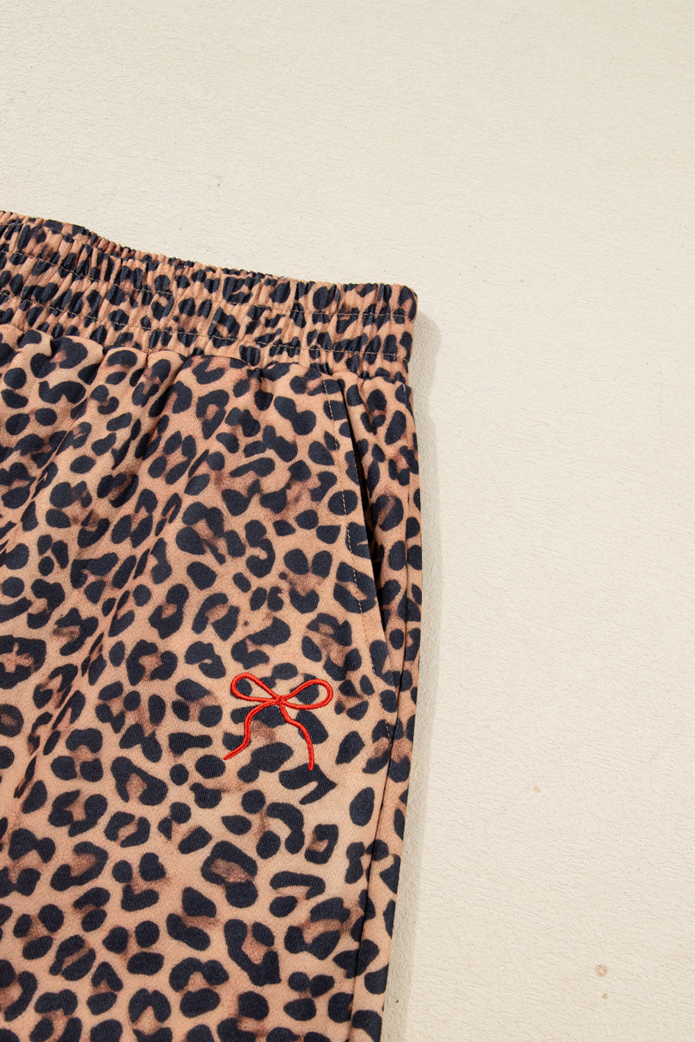 Khaki Leopard Pullover & Pants Set with Bow Embroidery | UK 8–22