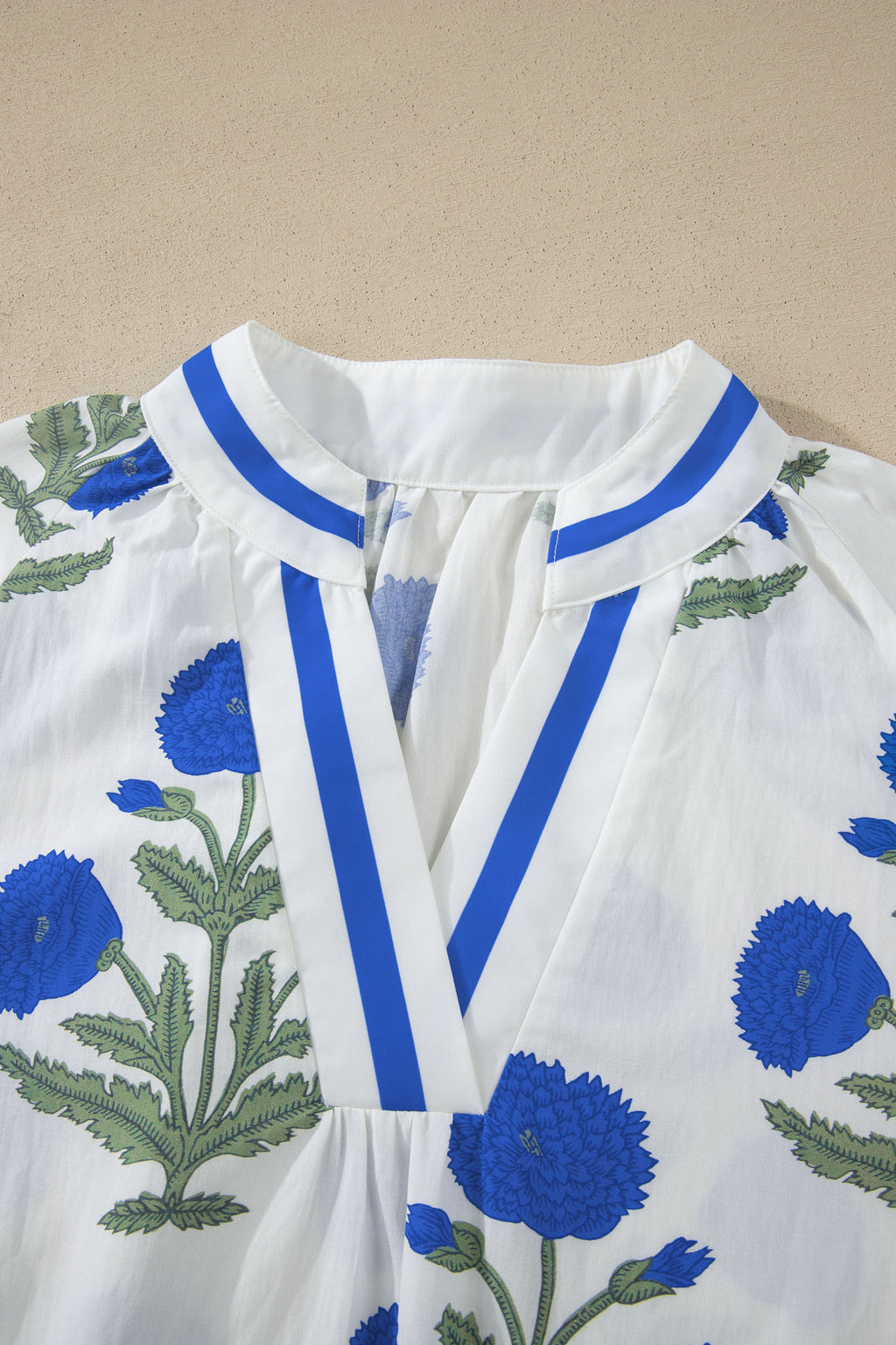 LivelyLooks Green Casual Wild Flower Print V Neck 3/4 Sleeve Blouse women's fashion