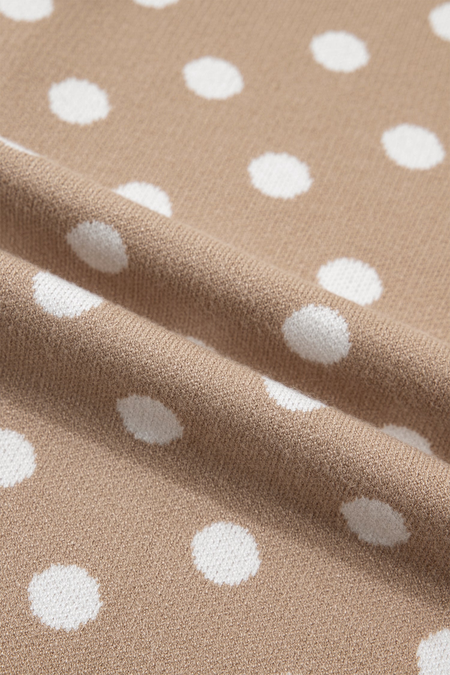 Women's Dark Khaki Polka Dot Short Sleeve Button Down Cardigan at LivelyLooks