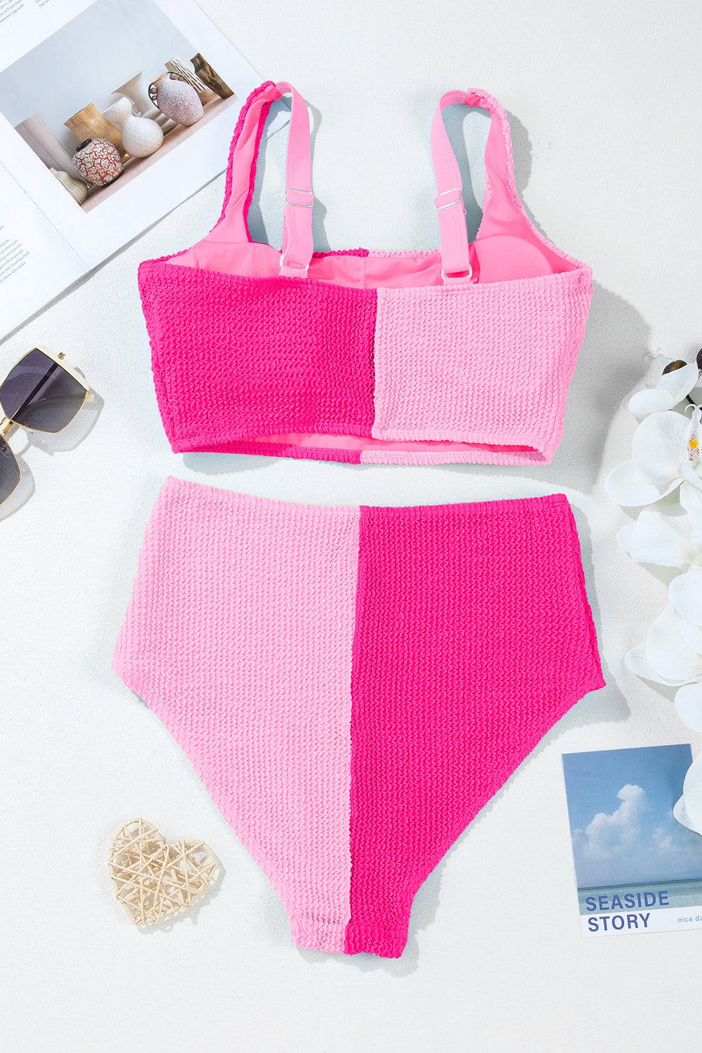 LivelyLooks Corded Colour Block Square Neck High Waist Bikini Set S-2XL women's fashion
