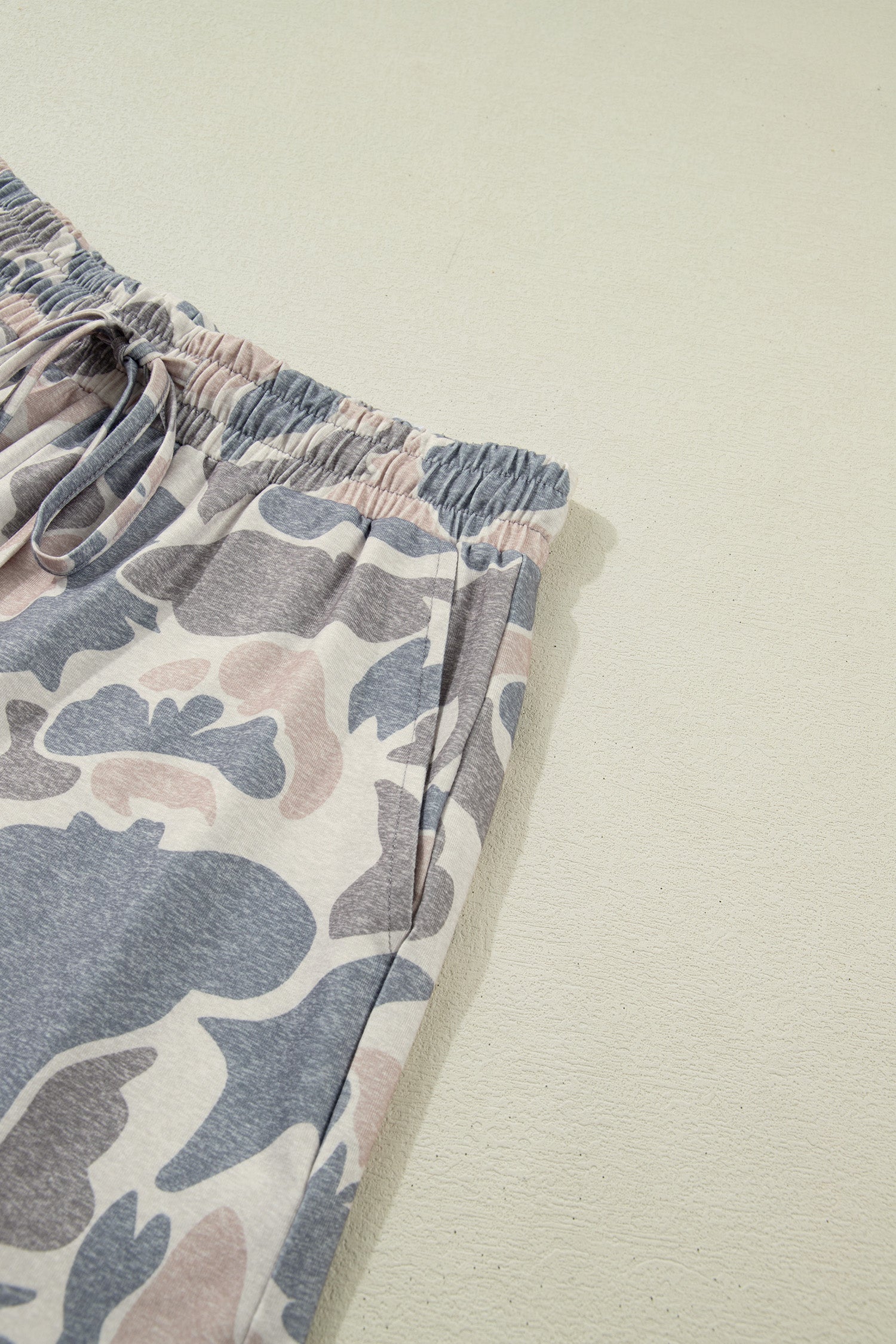 Multicolour Camouflage Loose Tee & Drawstring Shorts 2pcs Outfit