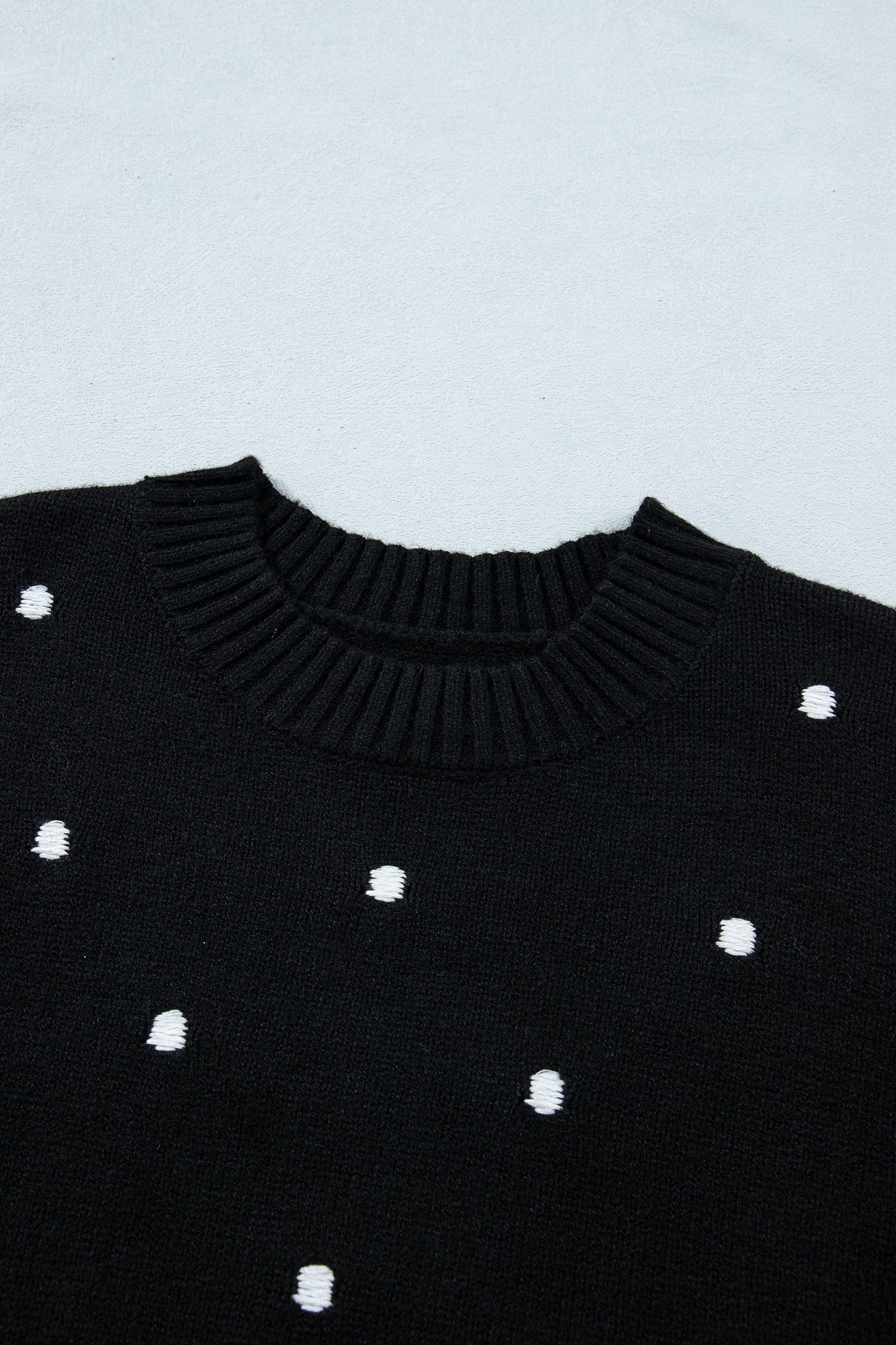 LivelyLooks Yellow Cream Elegant Polka Dot Bubble Short Sleeve Sweater women's fashion