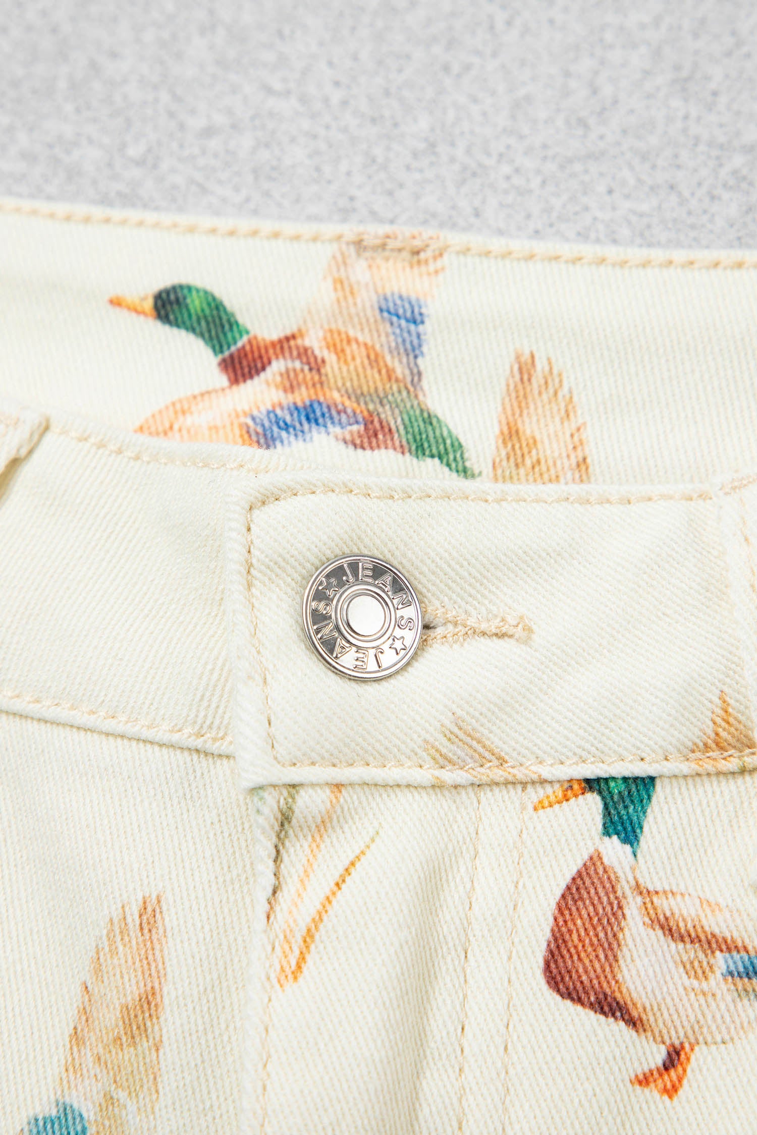Women's Beige Mallard Print Cuffed Hem Shift Jeans Pockets Elastic UK 4-16 at LivelyLooks