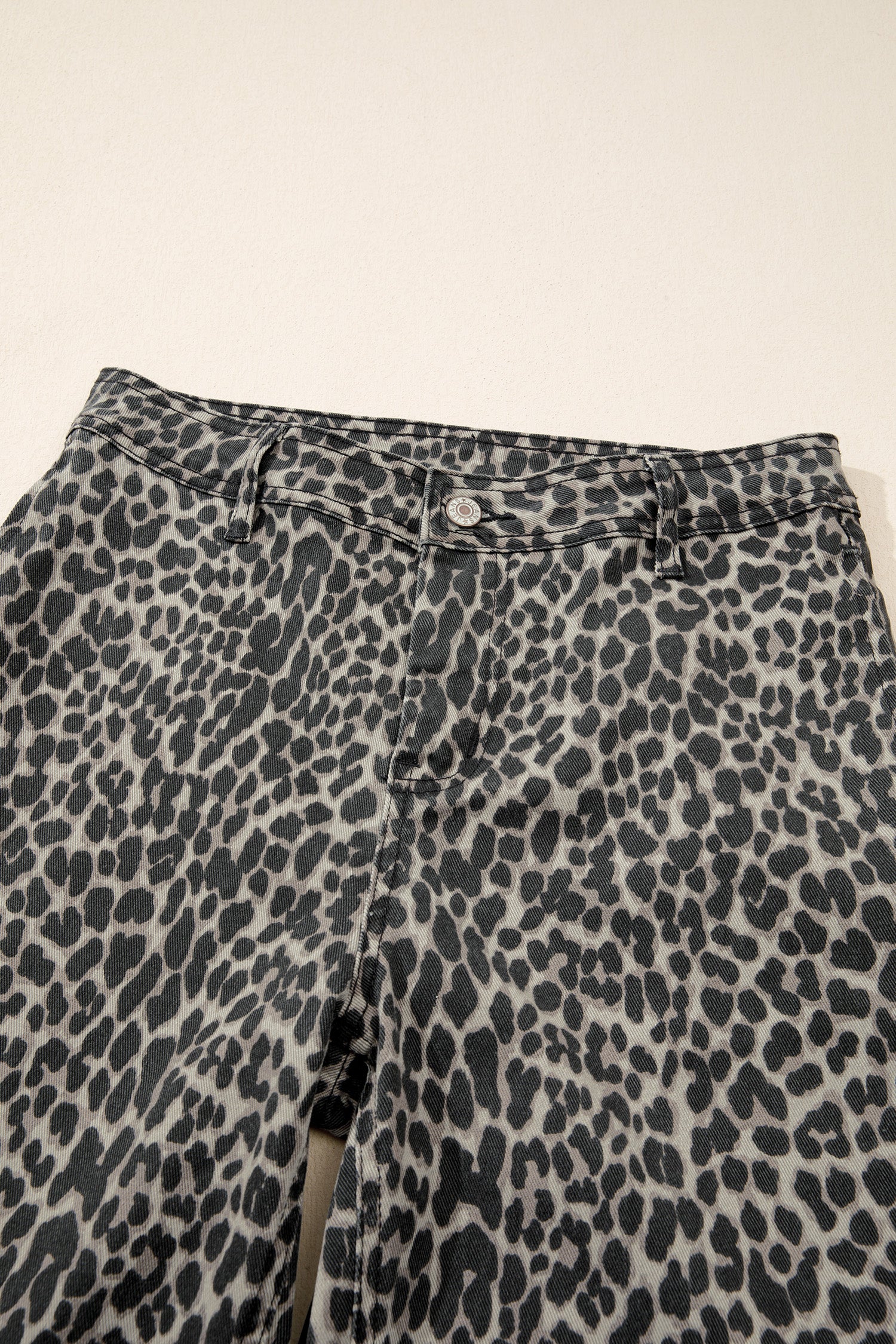 Shop Black Leopard Print High Waist Wide Leg Jeans UK 8-20 at LivelyLooks
