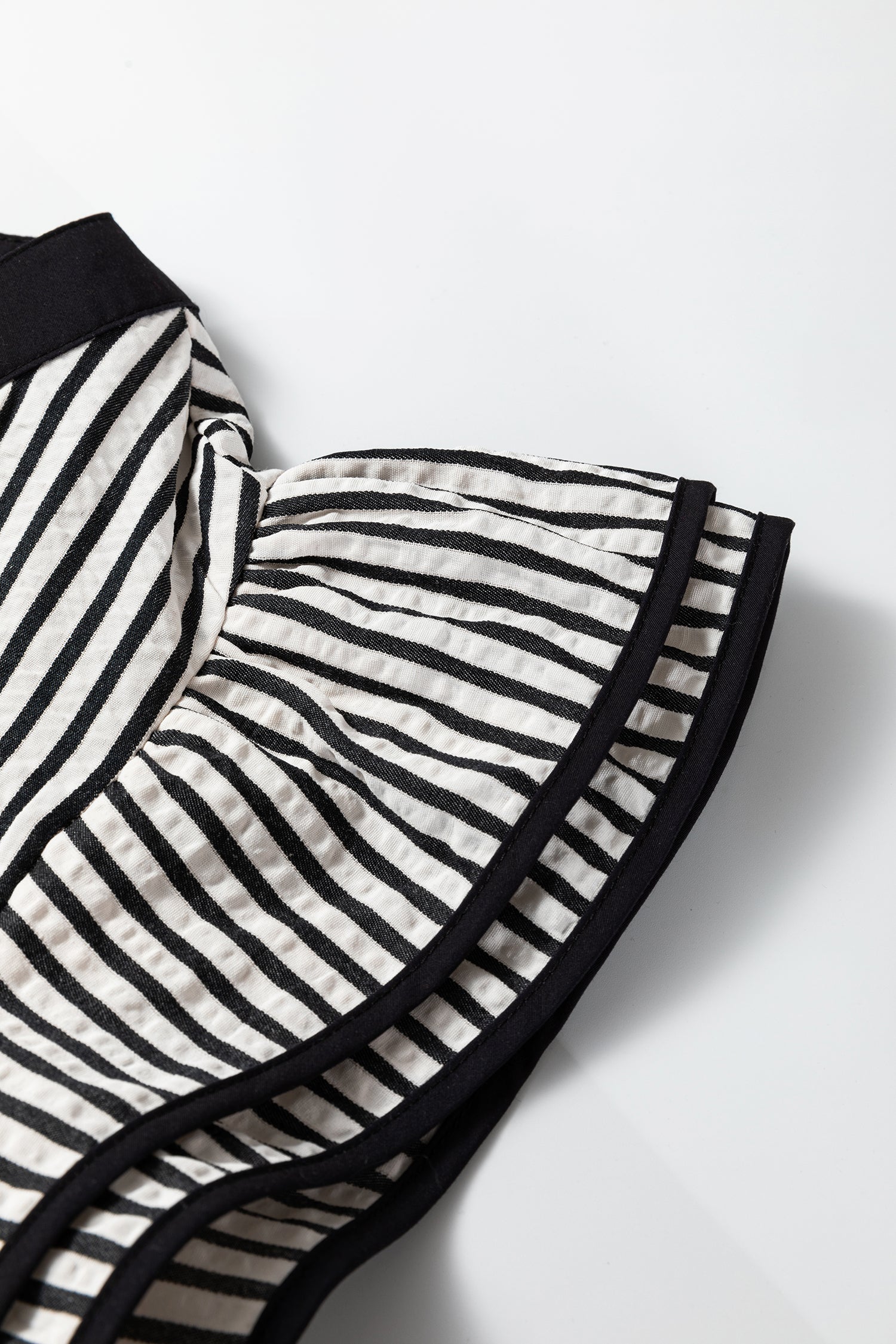 Stripe Double Ruffle Sleeve V-Neck Midi Dress | Green, Brown & Black