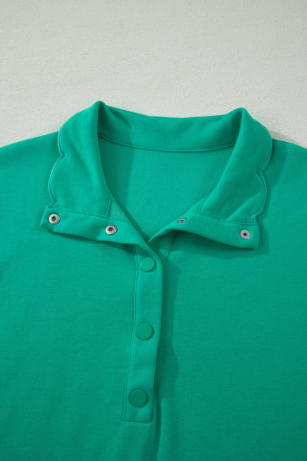 Women's Polo Collar Snap Button Scallop Hem Mini Dress | Beau Blue & Sea Green | UK 8-22 at LivelyLooks
