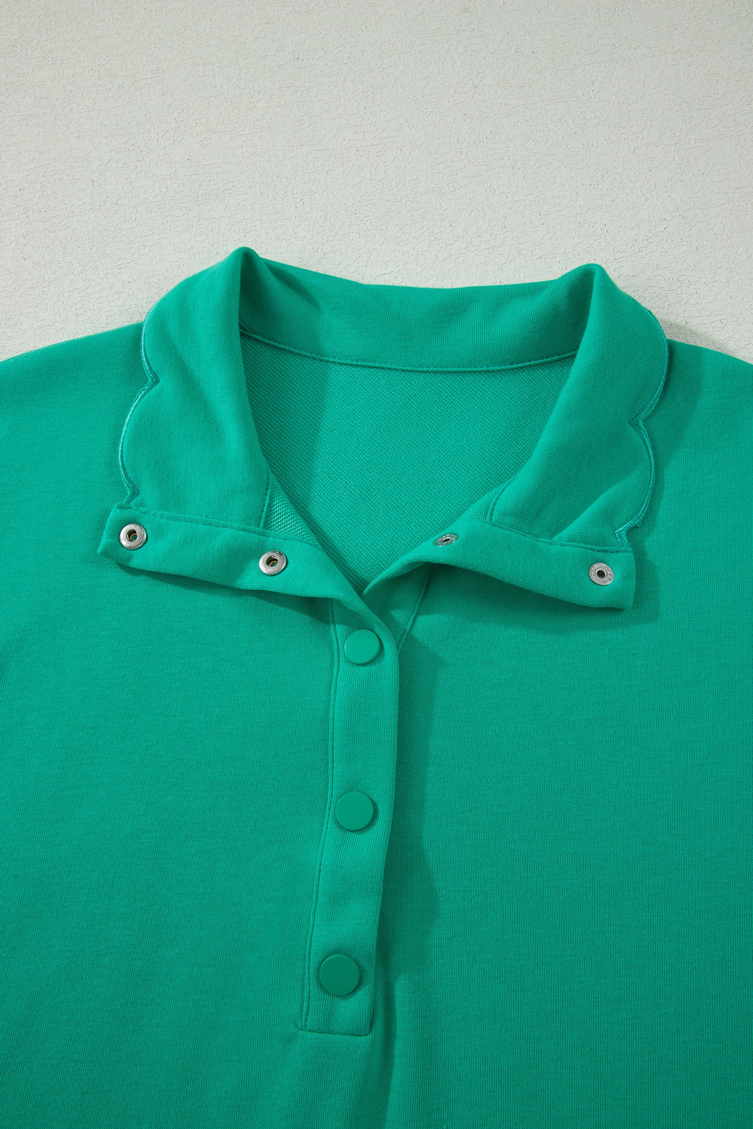 Women's Polo Collar Snap Button Scallop Hem Mini Dress | Beau Blue & Sea Green | UK 8-22 at LivelyLooks