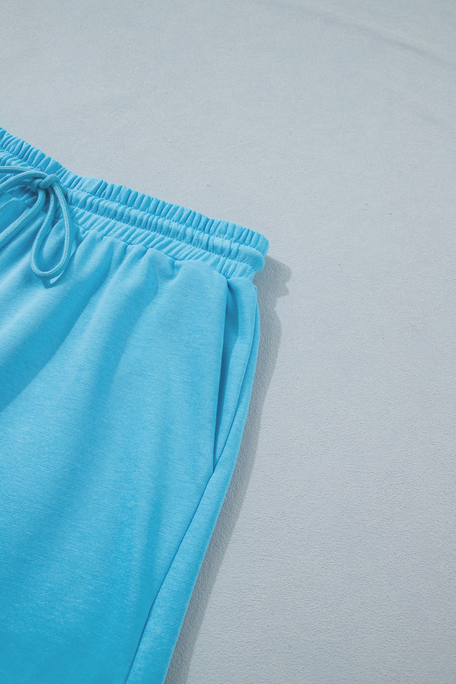 Puffy Loose Top & Drawstring Shorts Set – Smoke Grey & Light Blue