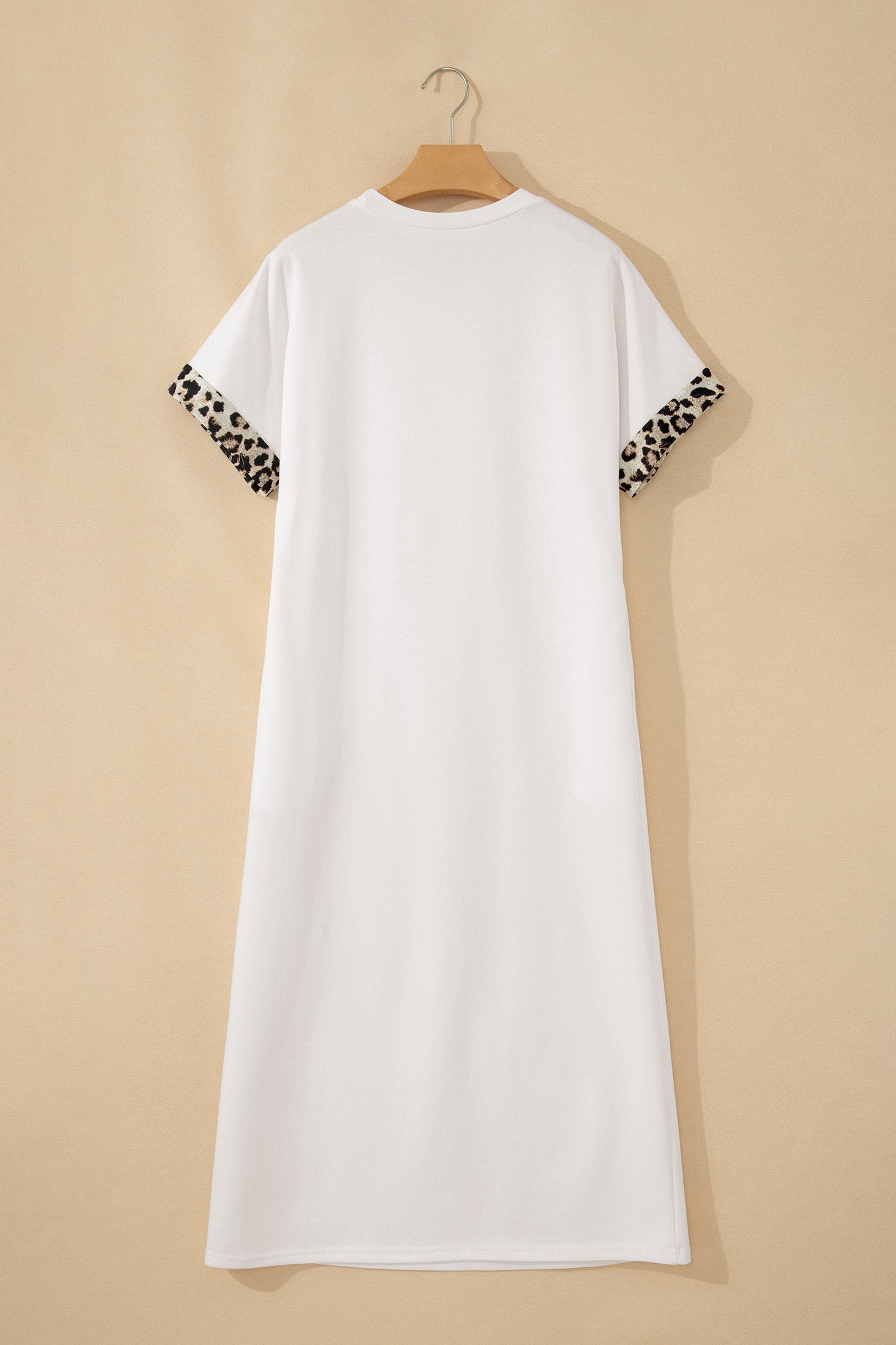 Women's White Grey Leopard Bow T-Shirt Maxi Dress Thigh Slit Cuffed UK 8-22 at LivelyLooks