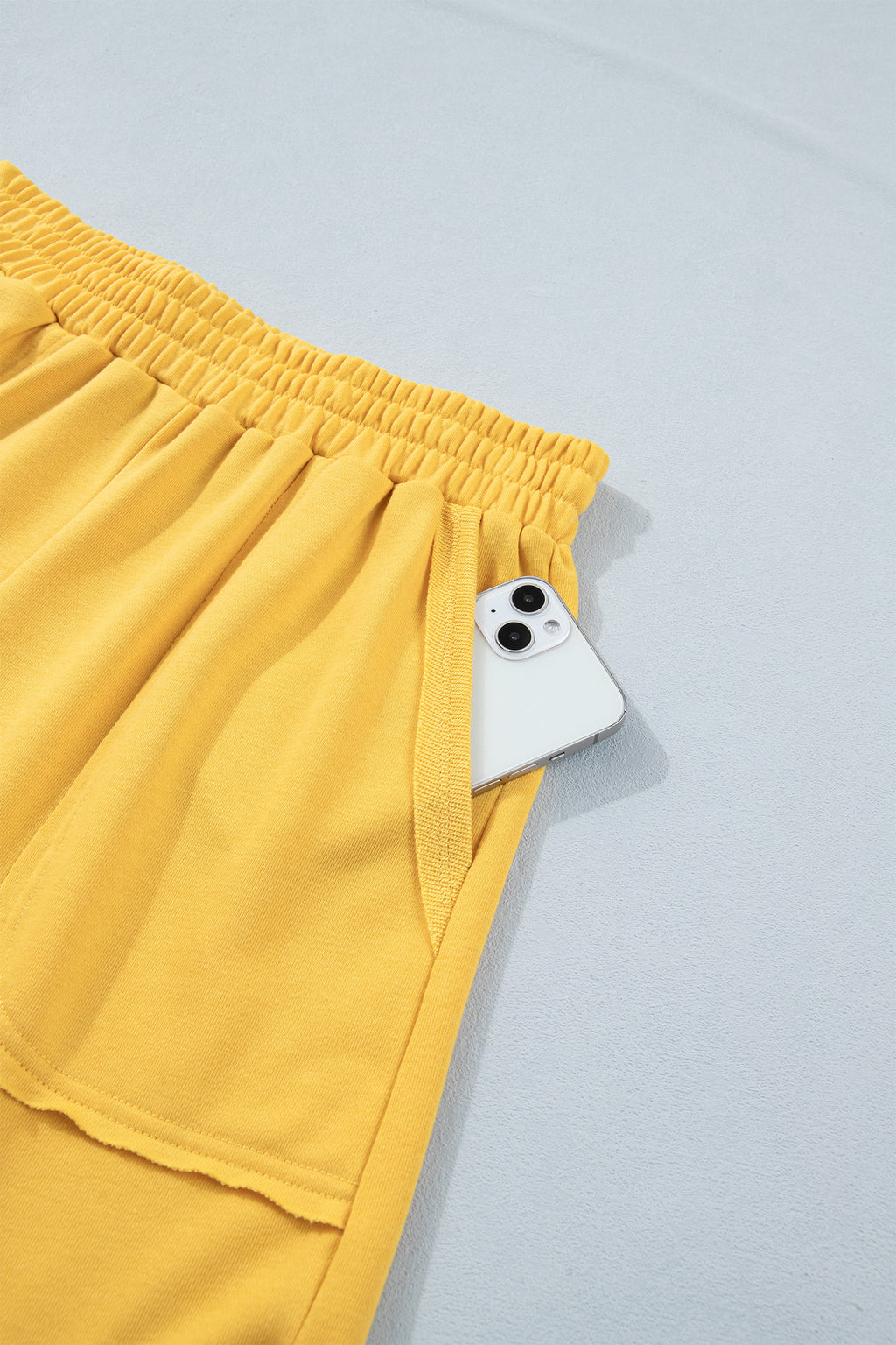 Women's Yellow & Blue Loose Polo Tee & Elastic Waist Shorts Co-ord Set | S-XL at LivelyLooks