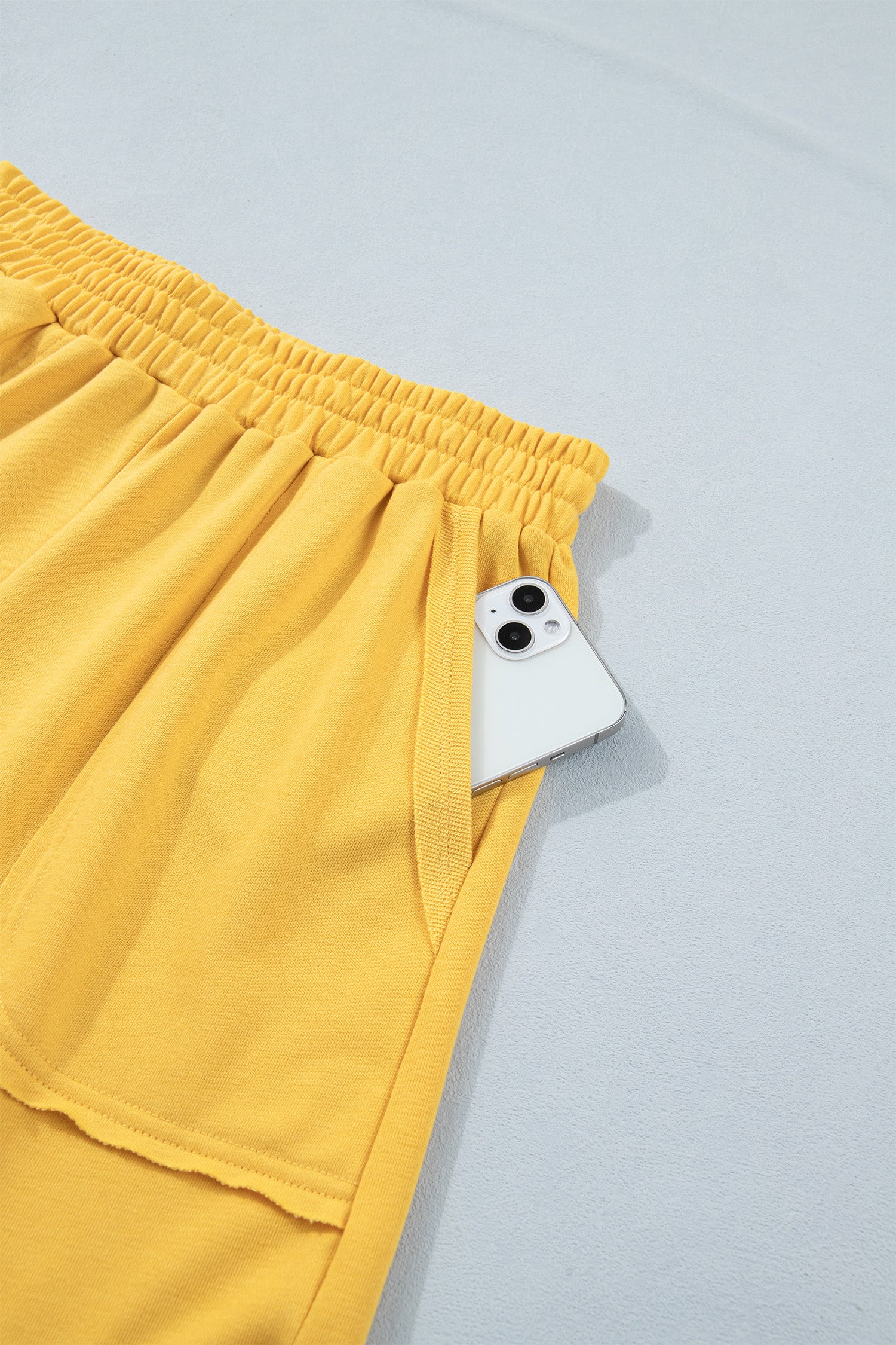 Women's Yellow & Blue Loose Polo Tee & Elastic Waist Shorts Co-ord Set | S-XL at LivelyLooks