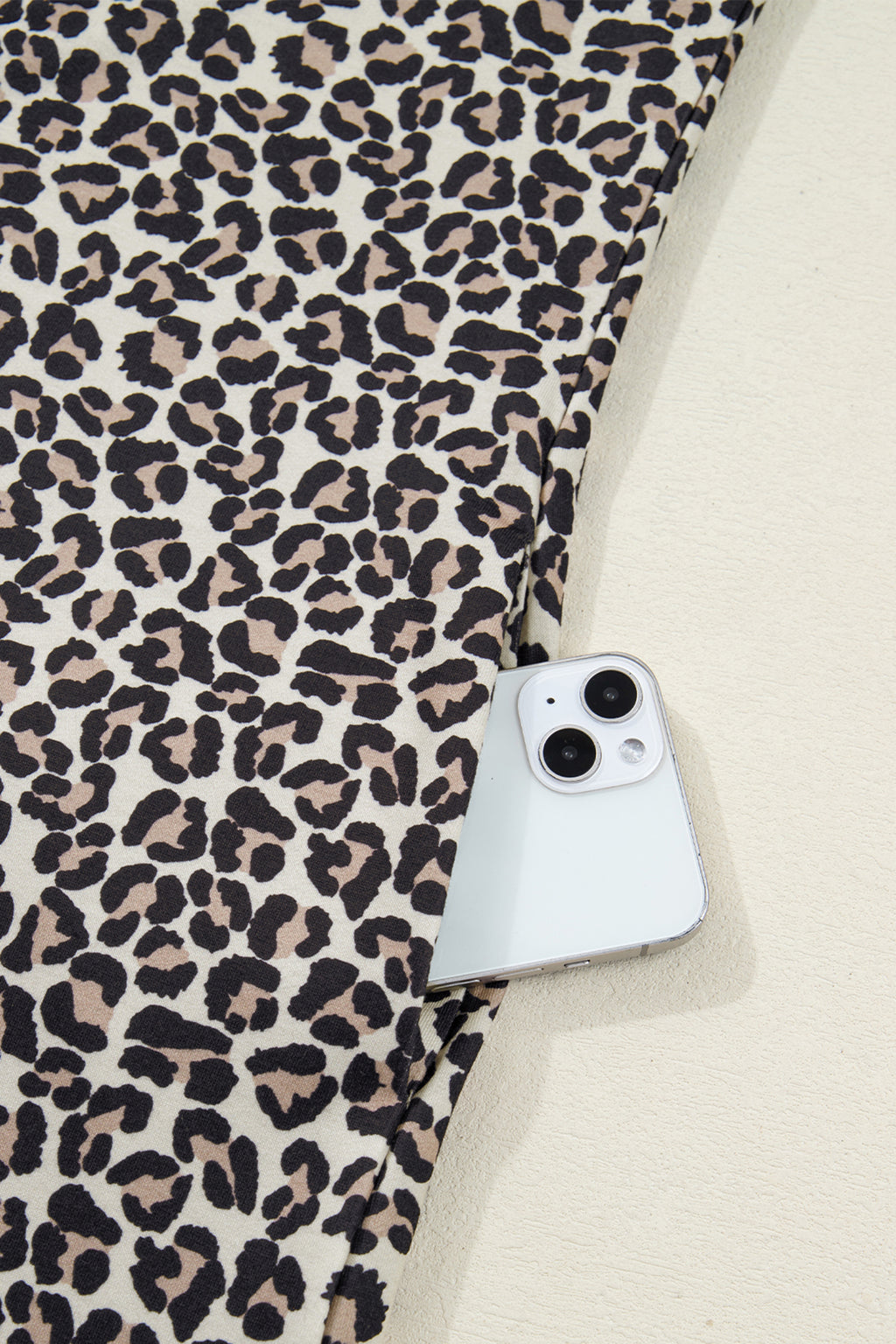 Women's Khaki Leopard Print Zip Neck Patchwork Mini Dress at LivelyLooks