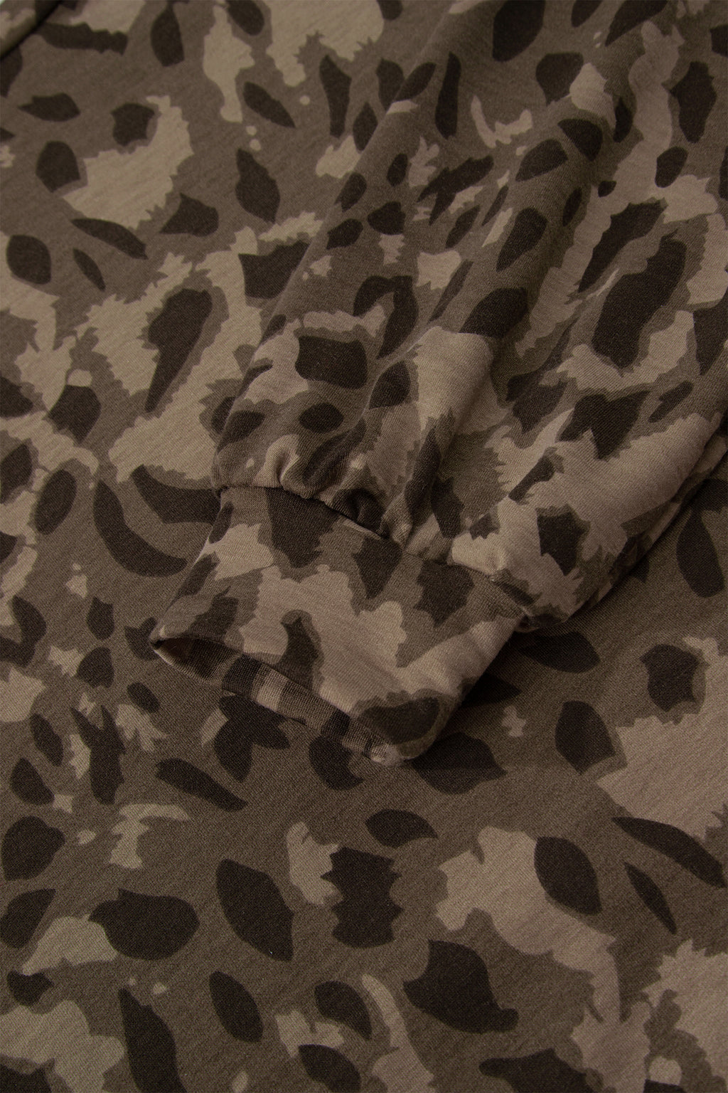 Leopard Print Raw Seam Pullover & Wide Leg Pant Set | Brown & Grey