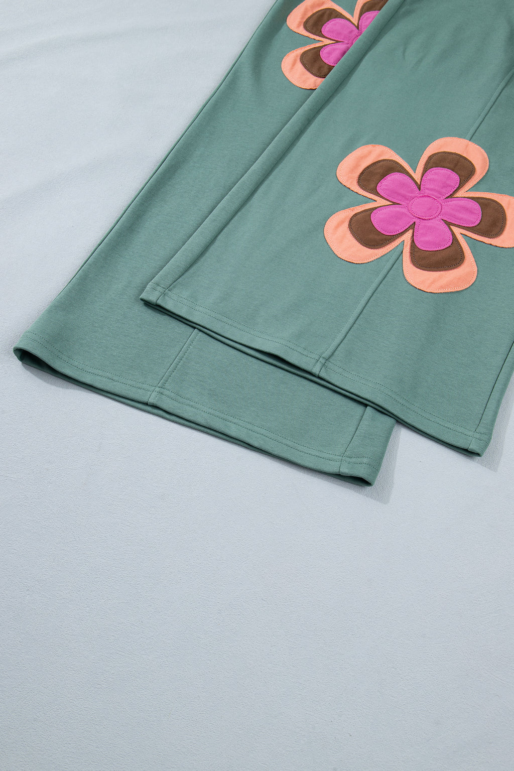 Women's Green Floral Patchwork Wide Leg Pants | Boho Drawstring Waist at LivelyLooks