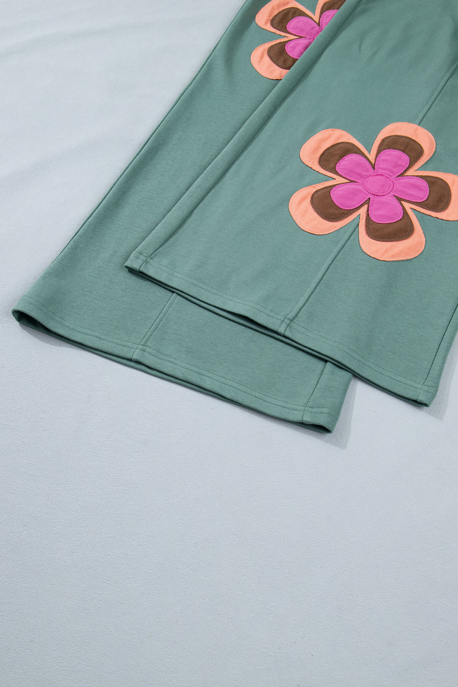 Women's Green Floral Patchwork Wide Leg Pants | Boho Drawstring Waist at LivelyLooks