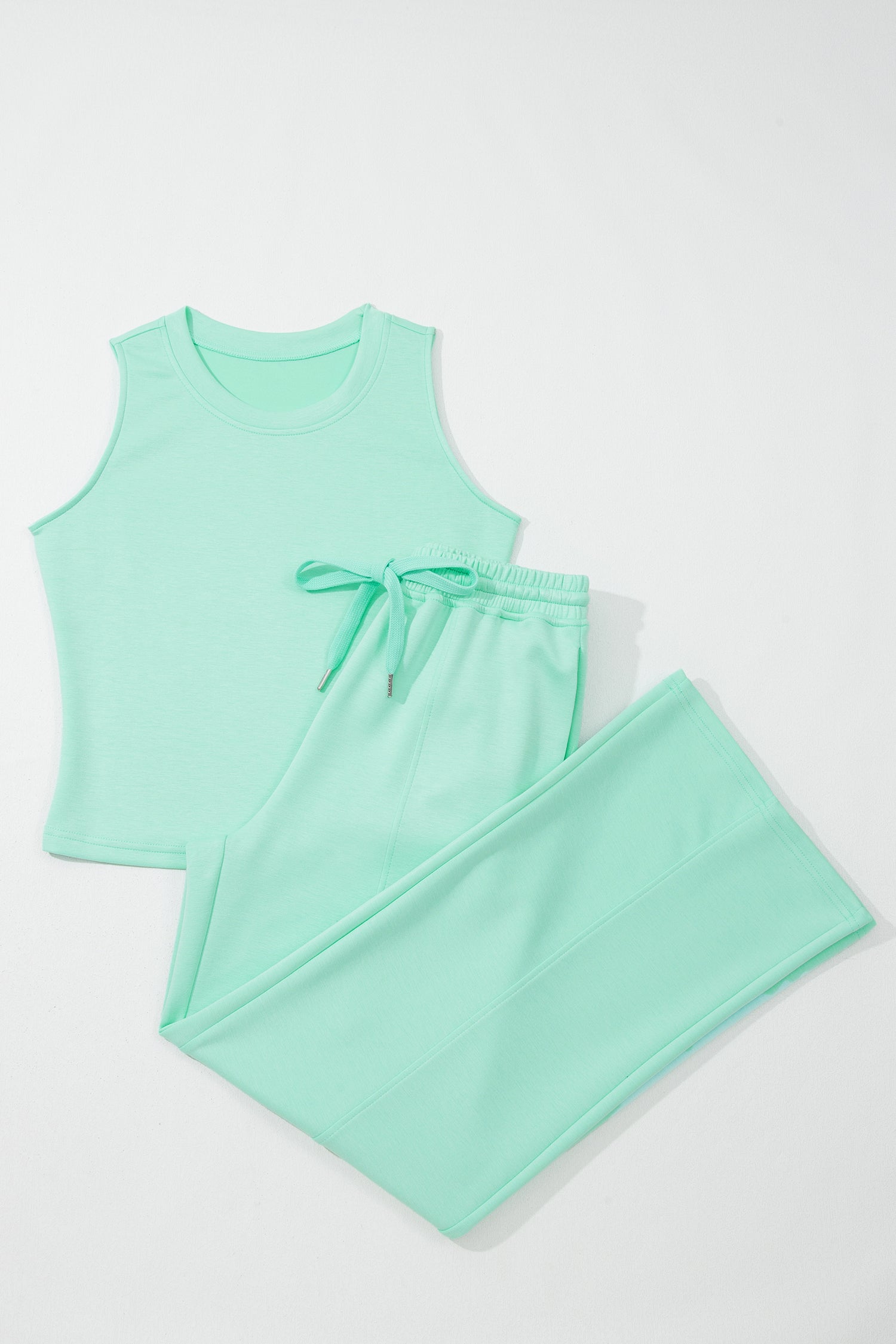 Moonlight Jade Sleeveless Top & Drawstring Wide Leg Trousers Set | Sizes 8-22