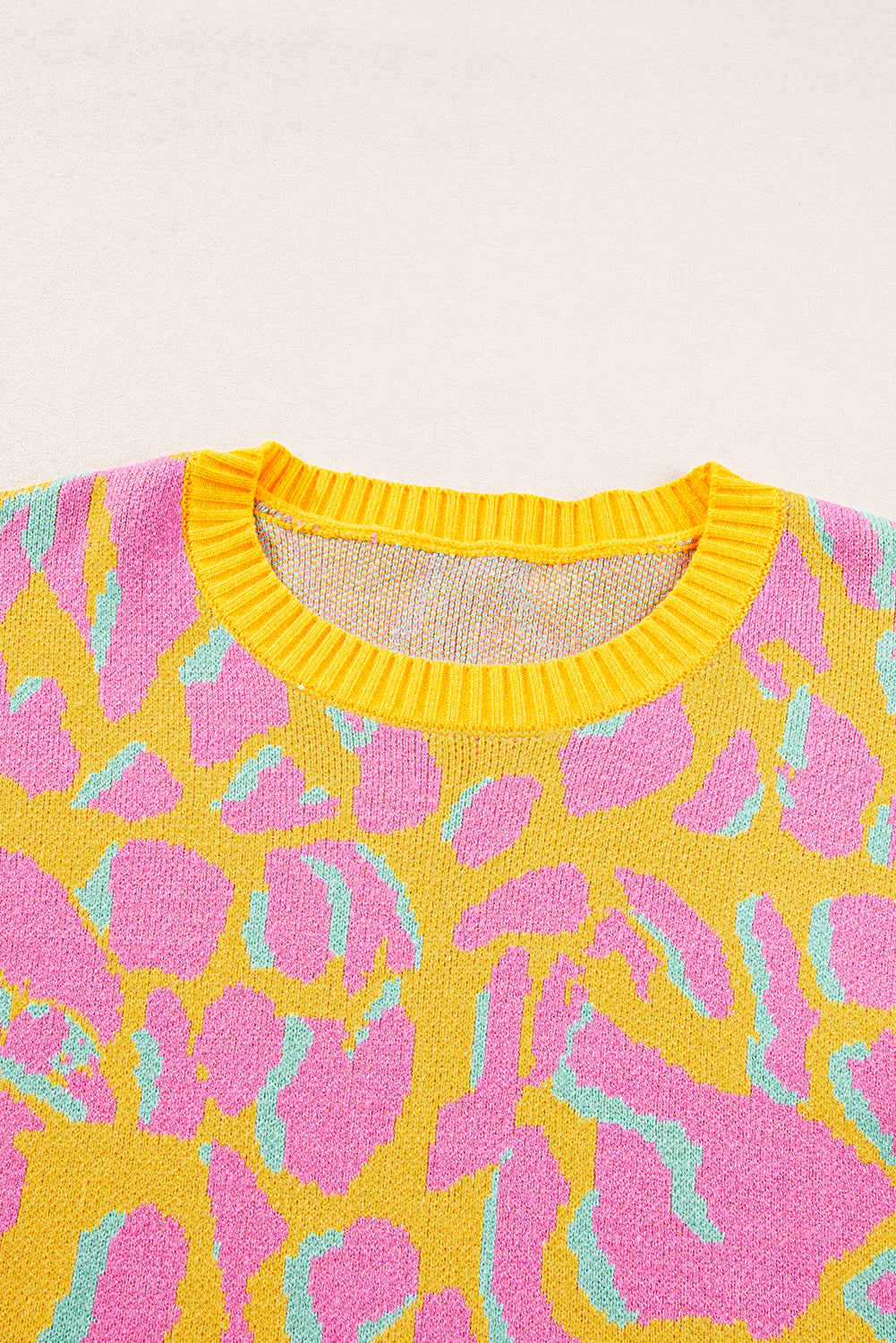 LivelyLooks Abstract Print Ribbed Trim Baggy Sweater Oversized Jumper Knitwear Casual Top women's fashion
