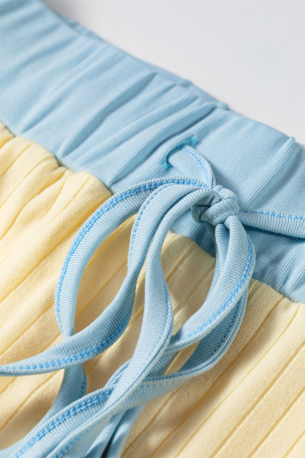 Yellow Ribbed Knit Colour Block Tee & Drawstring Skirt Set | UK 8–22