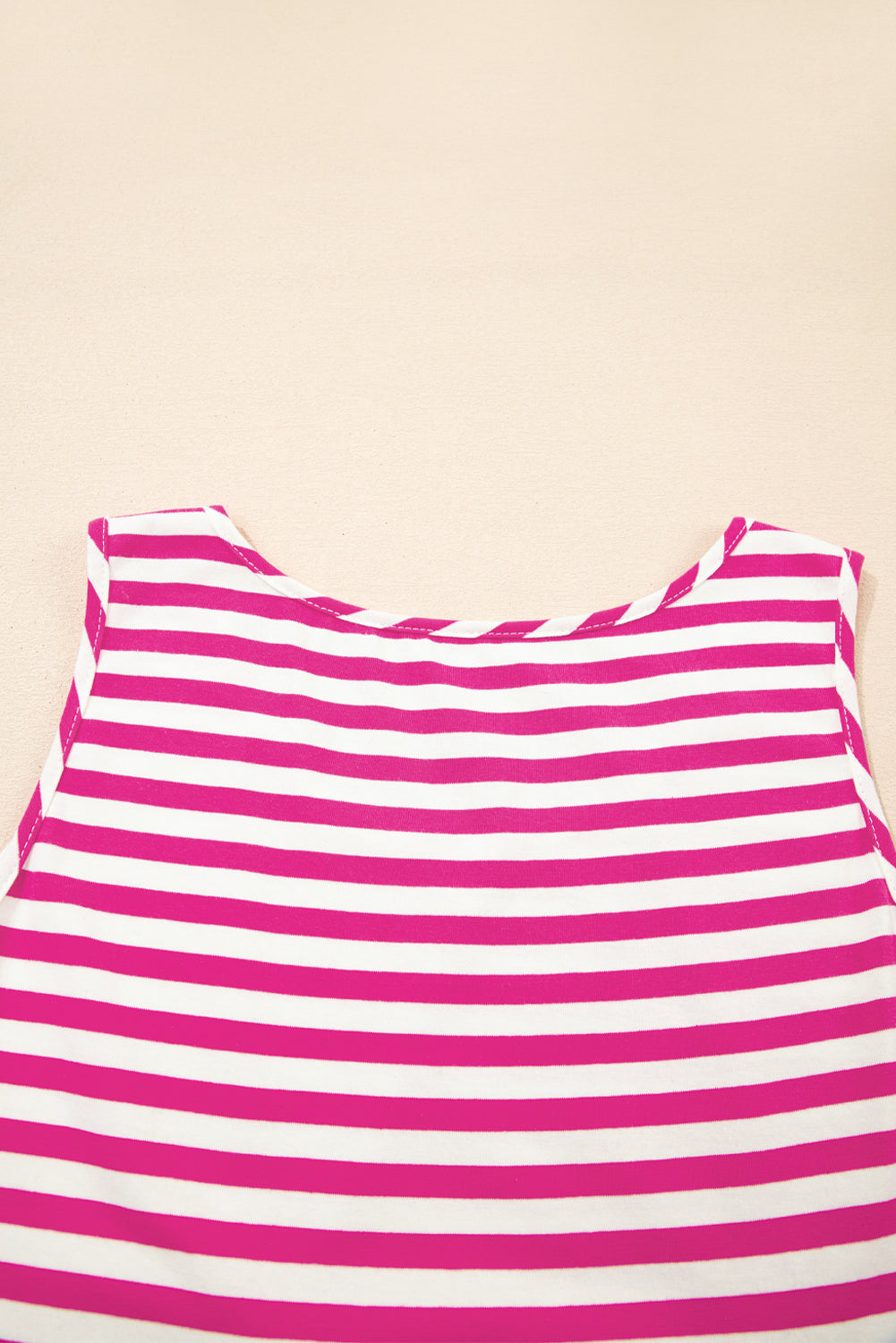 Women's Stripe U-Neck Sleeveless Loose Fit Mini Dress Pink Black Blue S-XL at LivelyLooks
