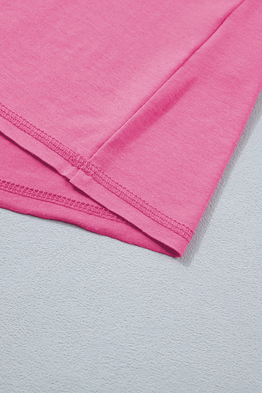 Bright Pink Seam Detail Raw Edge Tee & Rainbow Waistband Shorts Co-ord Set