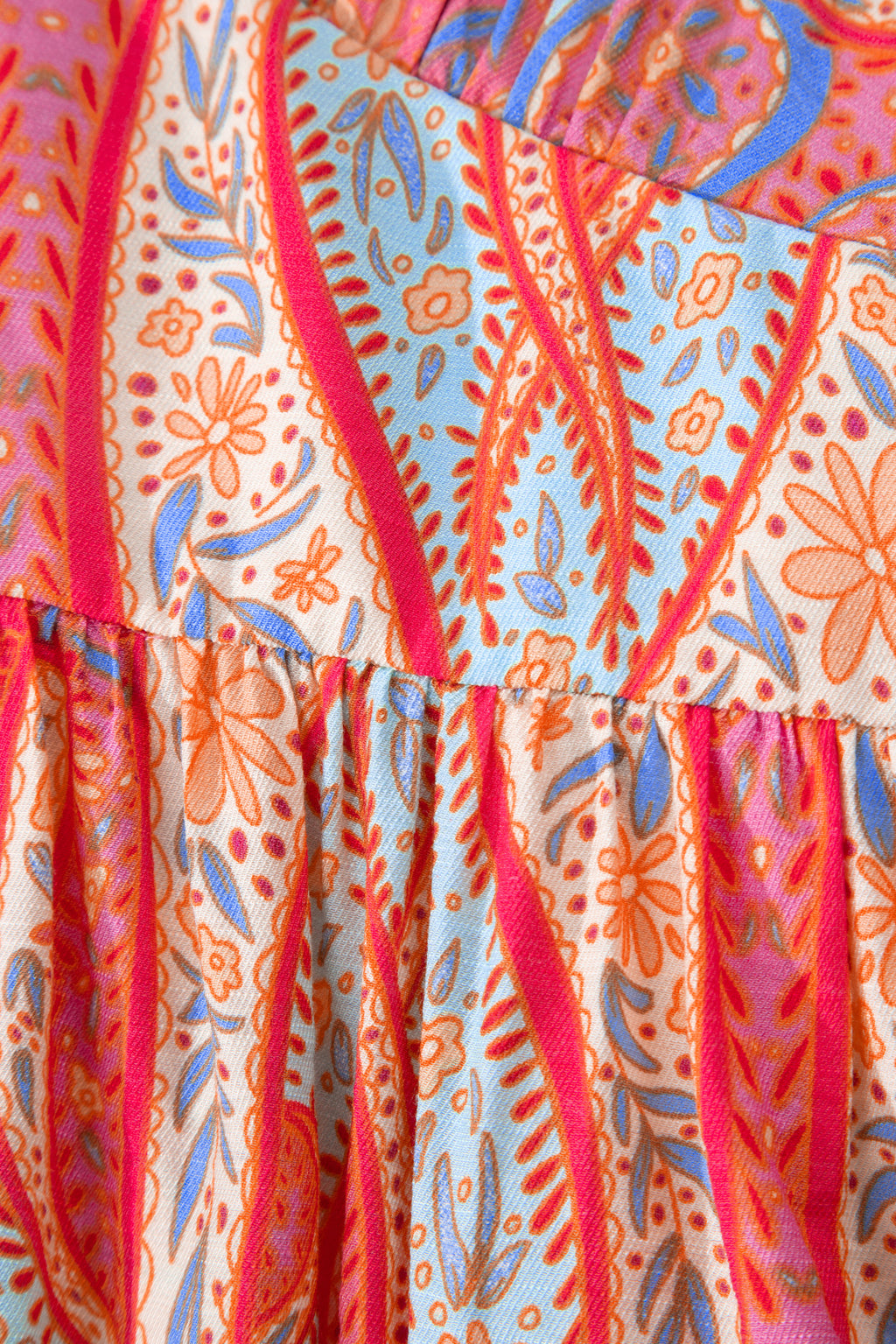 Multicolour Paisley Print V-Neck Flutter Sleeve Boho Maxi Dress
