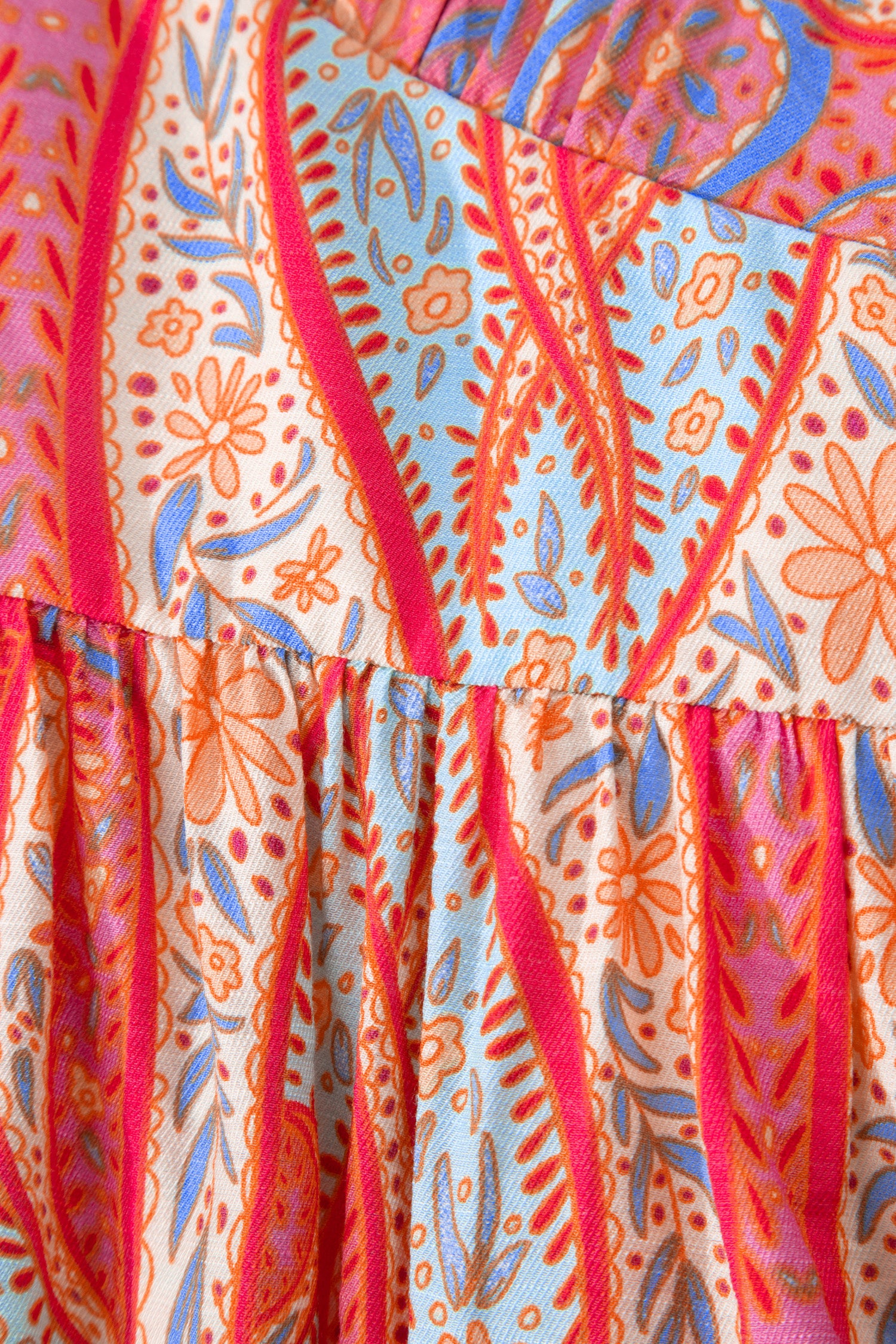 Multicolour Paisley Print V-Neck Flutter Sleeve Boho Maxi Dress