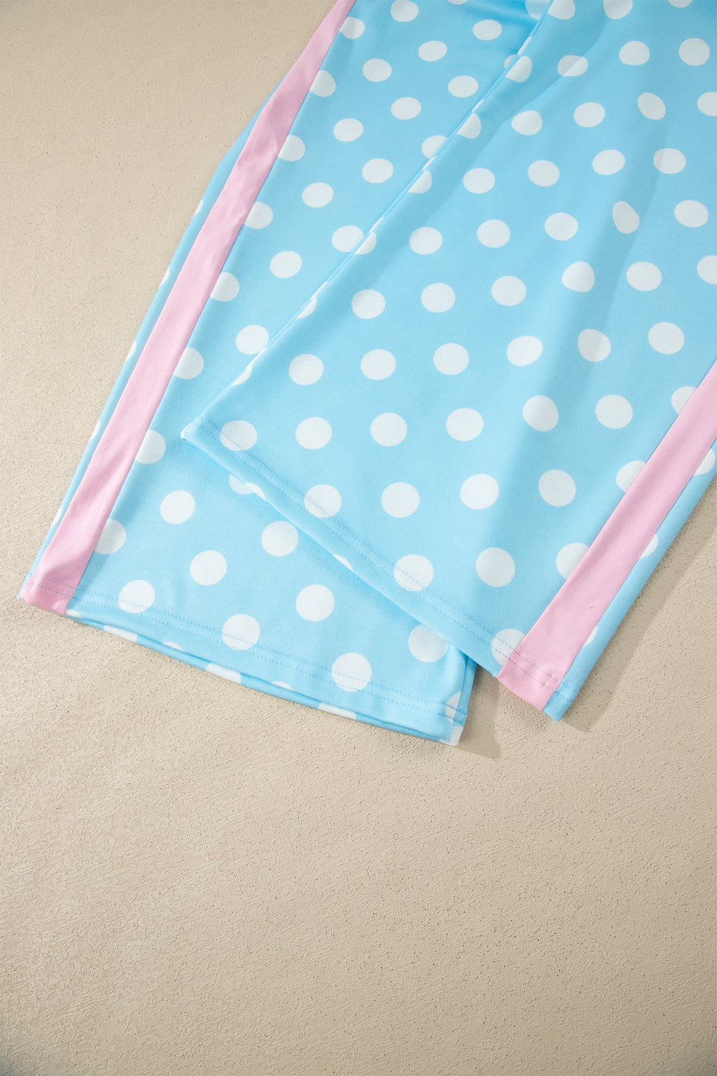 Sky Blue Polka Dot Short Sleeve Top & Wide Leg Trouser Set