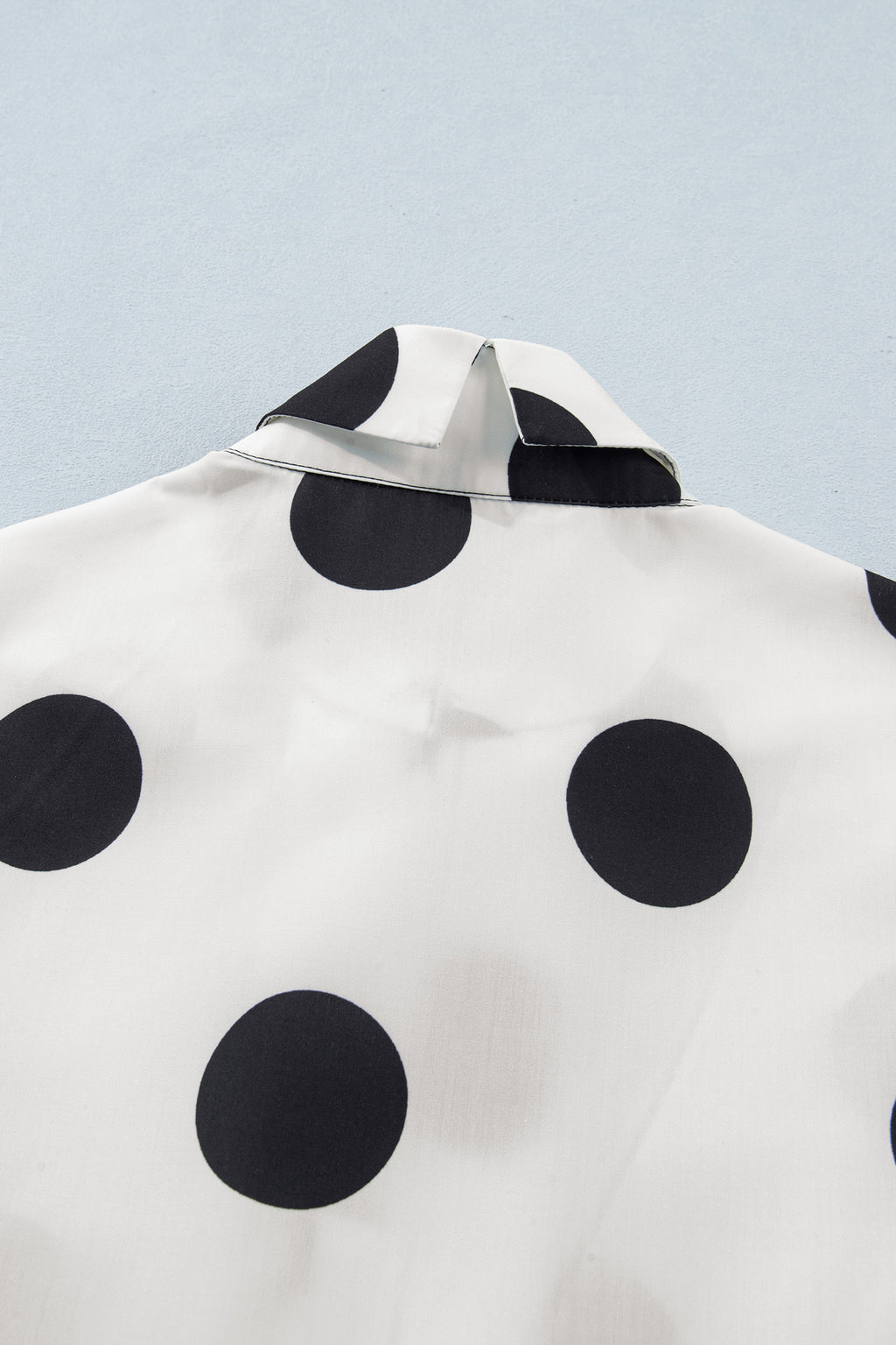 White Polka Dot Half Button Ruffled Short Sleeve Loose Mini Dress S-XL