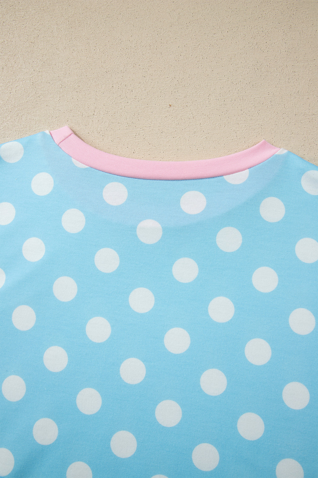 Sky Blue Polka Dot Short Sleeve Top & Wide Leg Trouser Set