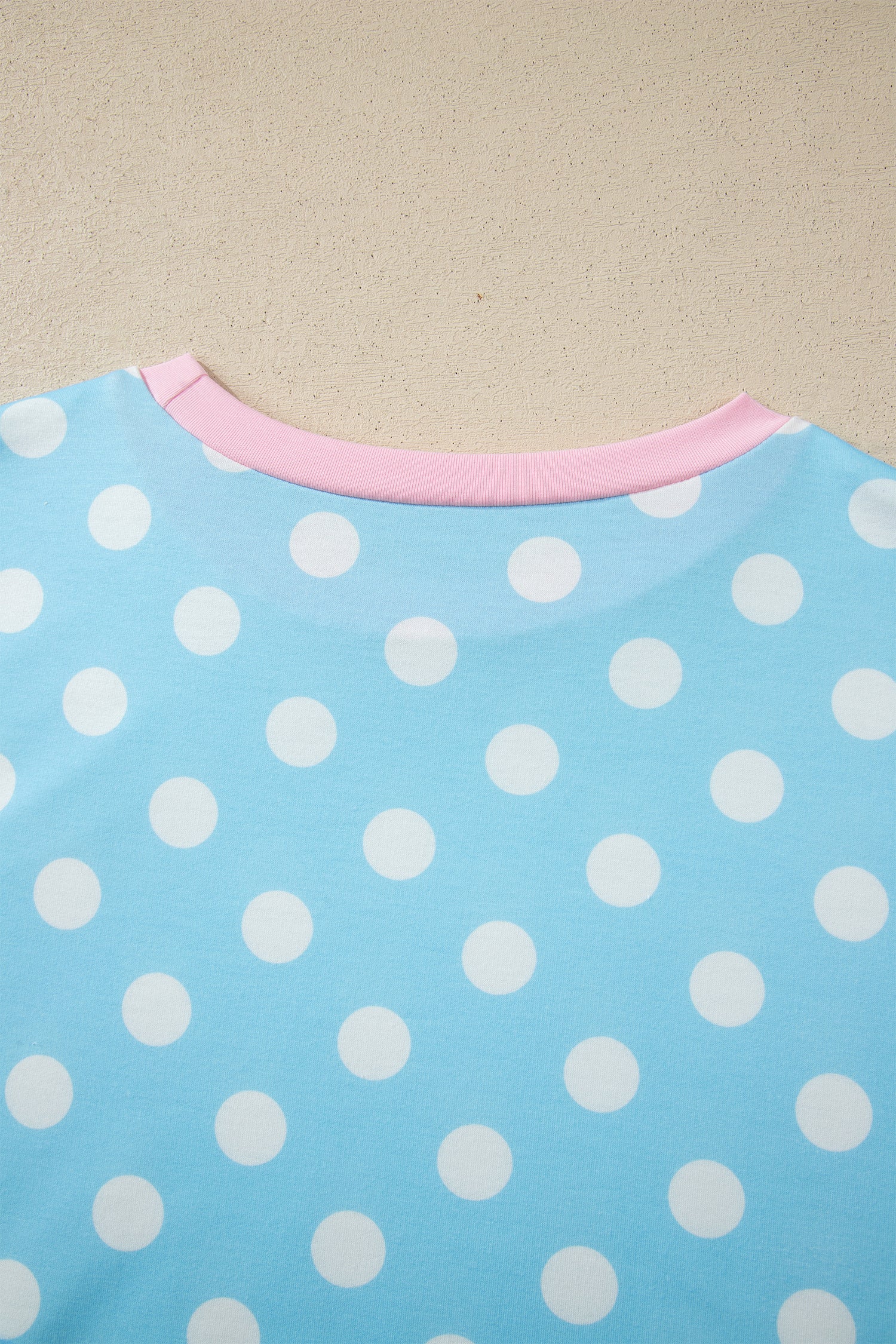 Sky Blue Polka Dot Short Sleeve Top & Wide Leg Trouser Set