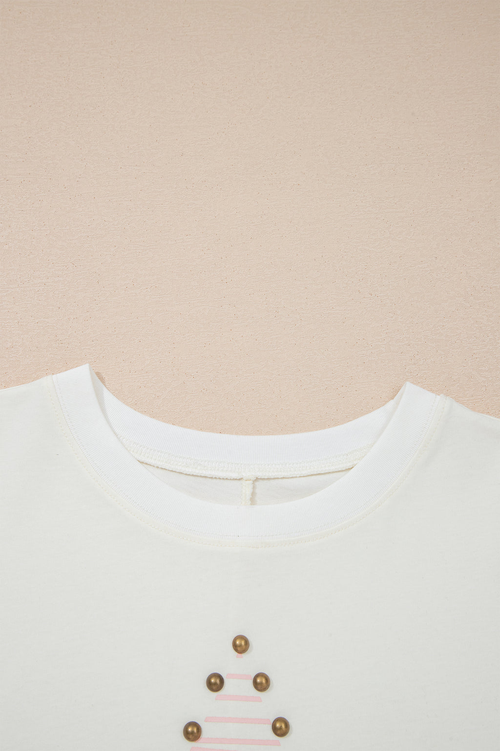 LivelyLooks Beige Star Print Stud Detail Cotton Jersey Top S-XL women's fashion