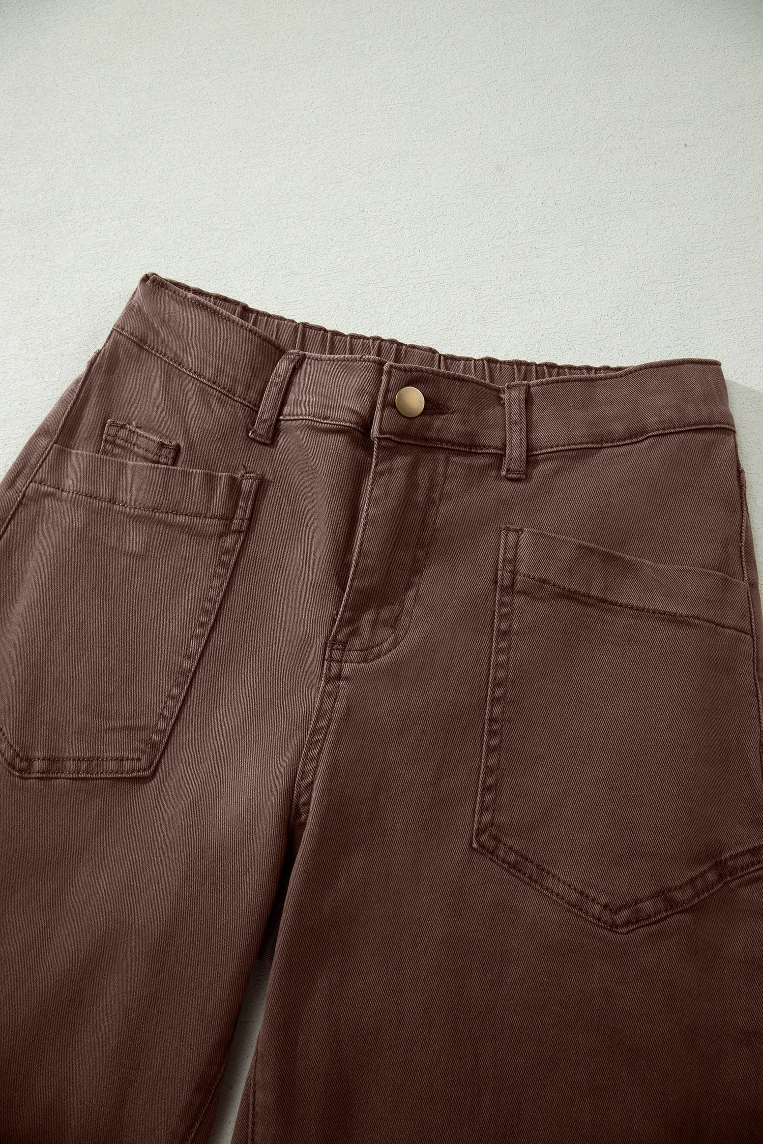 Brown Barrel Leg Jeans Square Patch Pocket Ankle Length UK 4-16
