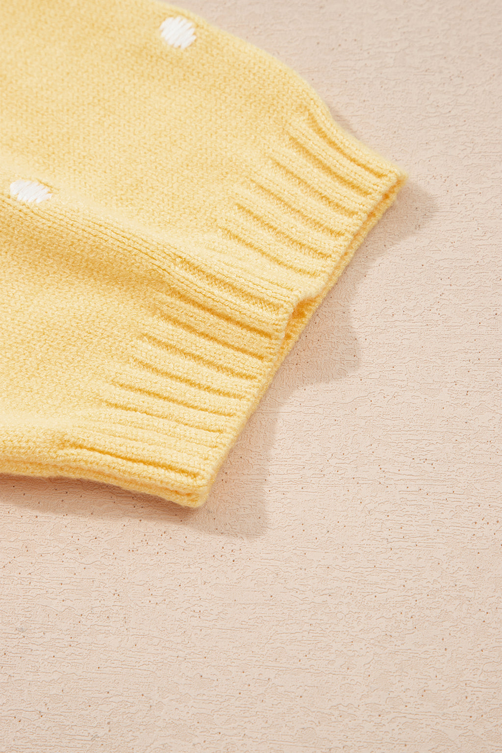 LivelyLooks Yellow Cream Elegant Polka Dot Bubble Short Sleeve Sweater women's fashion