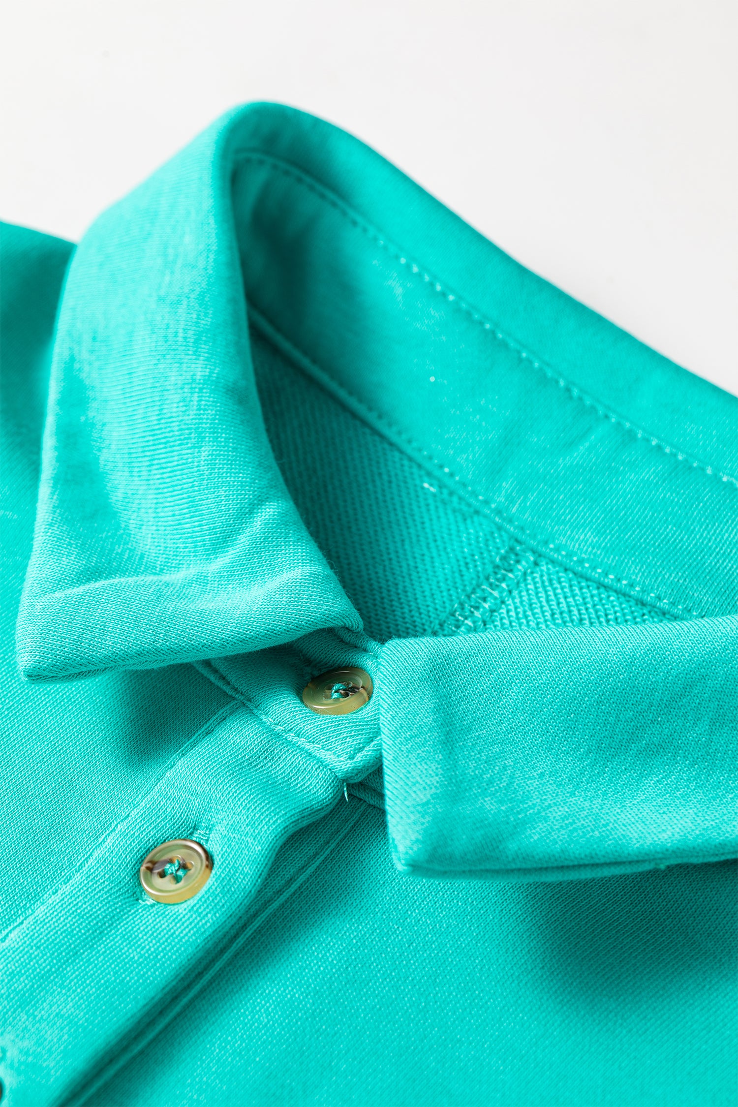 Sea Green Polo Collar T-Shirt Dress Relaxed Fit Pockets