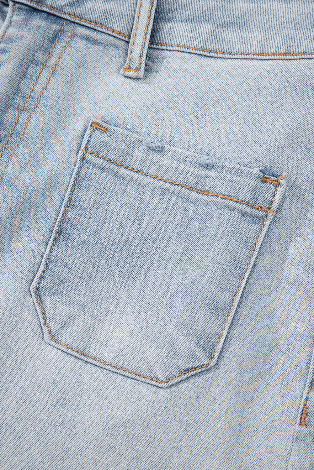Shop Beau Blue Light Wash High Rise Denim Shorts UK 8-20 at LivelyLooks