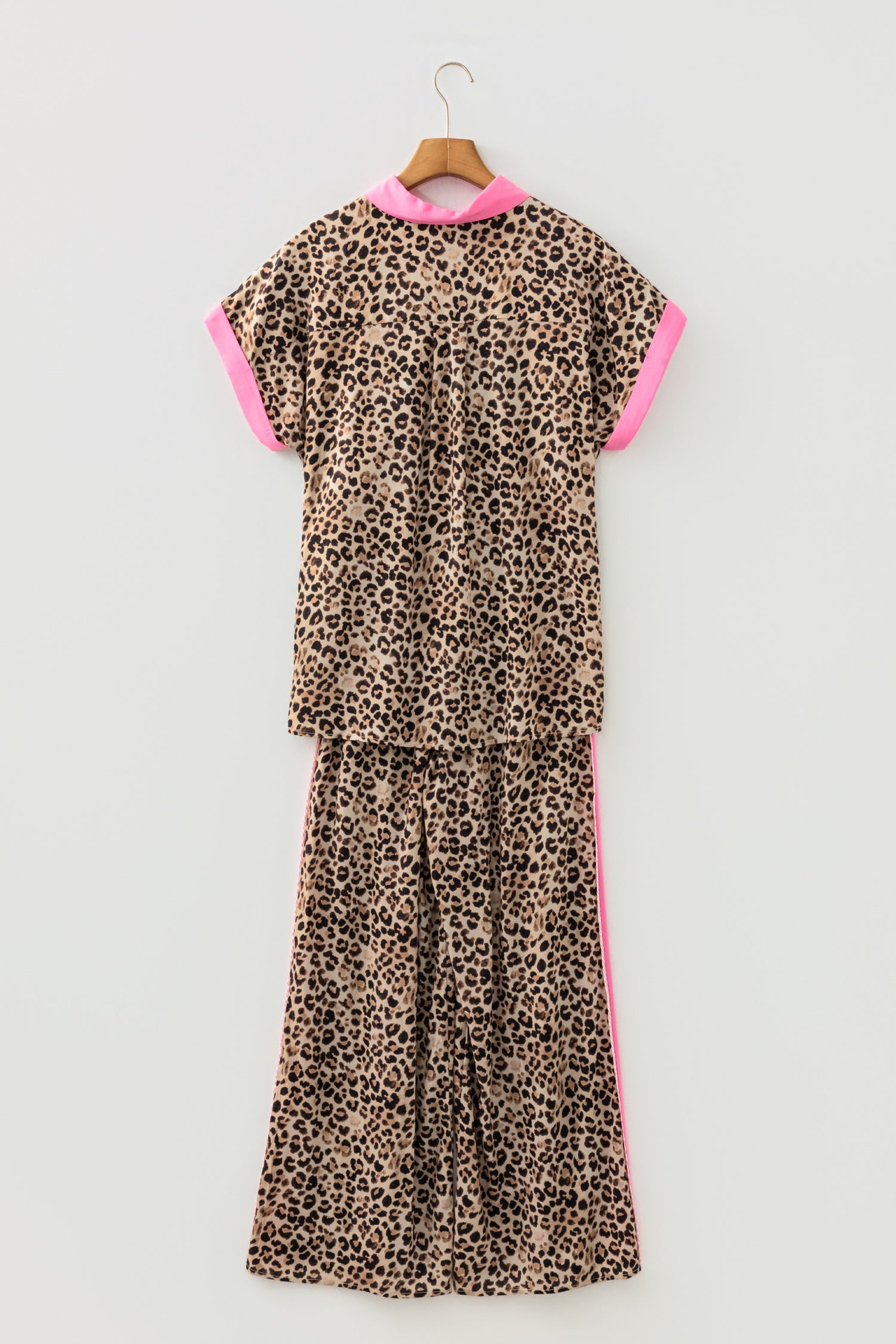 Brown Contrast Trim Leopard Top & Pant Set | UK 8–22