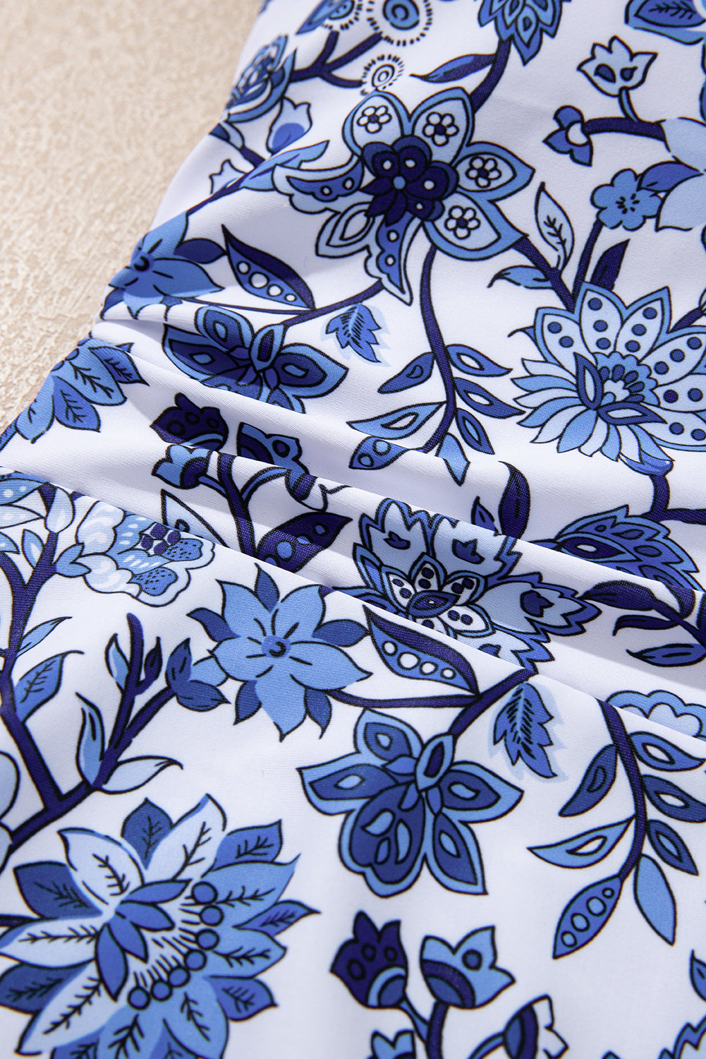 Women's Women Floral Print Crossed Back Knot Side One Piece Swimsuit Blue Navy S-XL at LivelyLooks